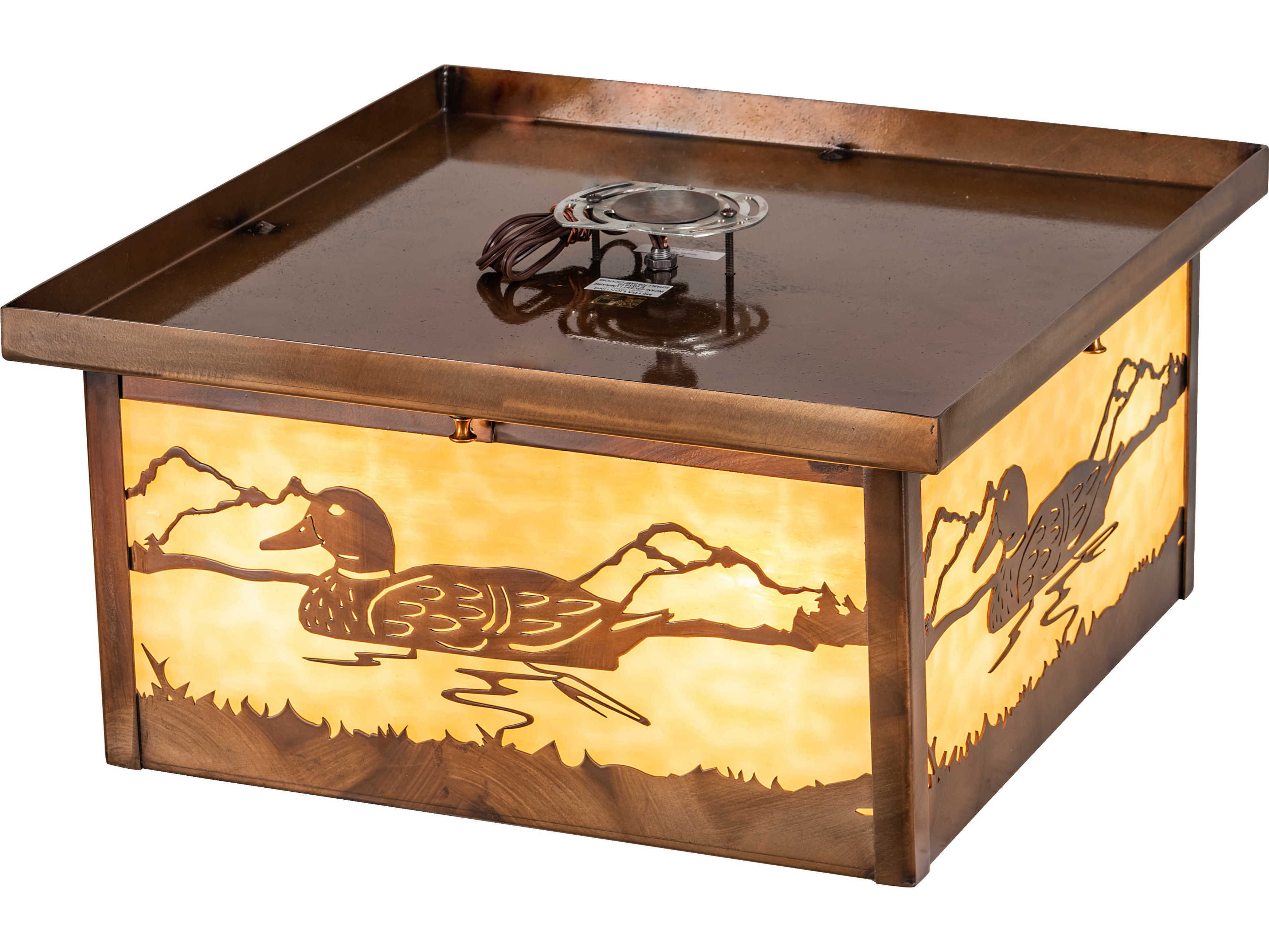 Meyda Hyde Park 5-Light Vintage Copper Brown Glass LED Geometric Flush Mount