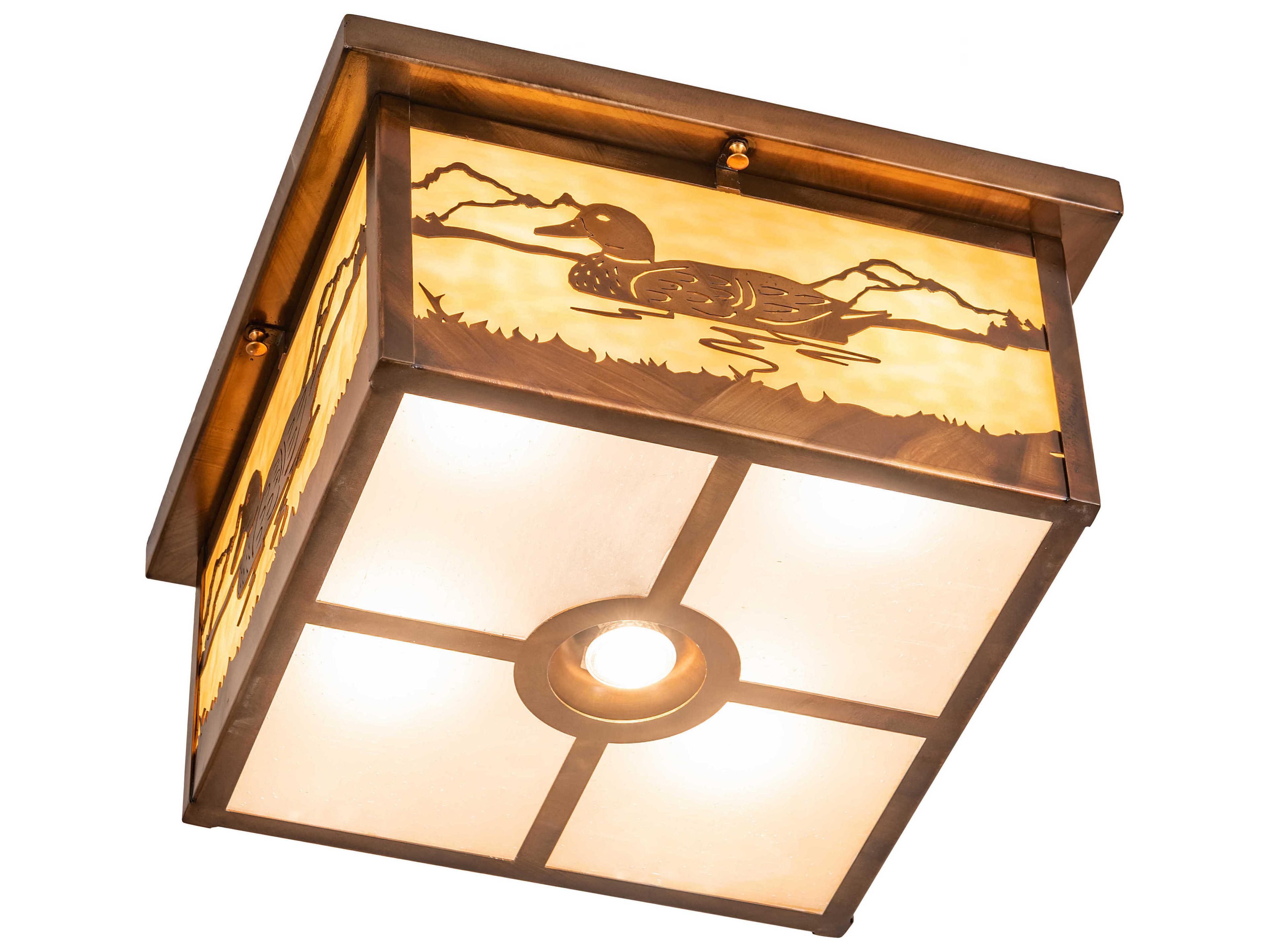 Meyda Hyde Park 5-Light Vintage Copper Brown Glass LED Geometric Flush Mount