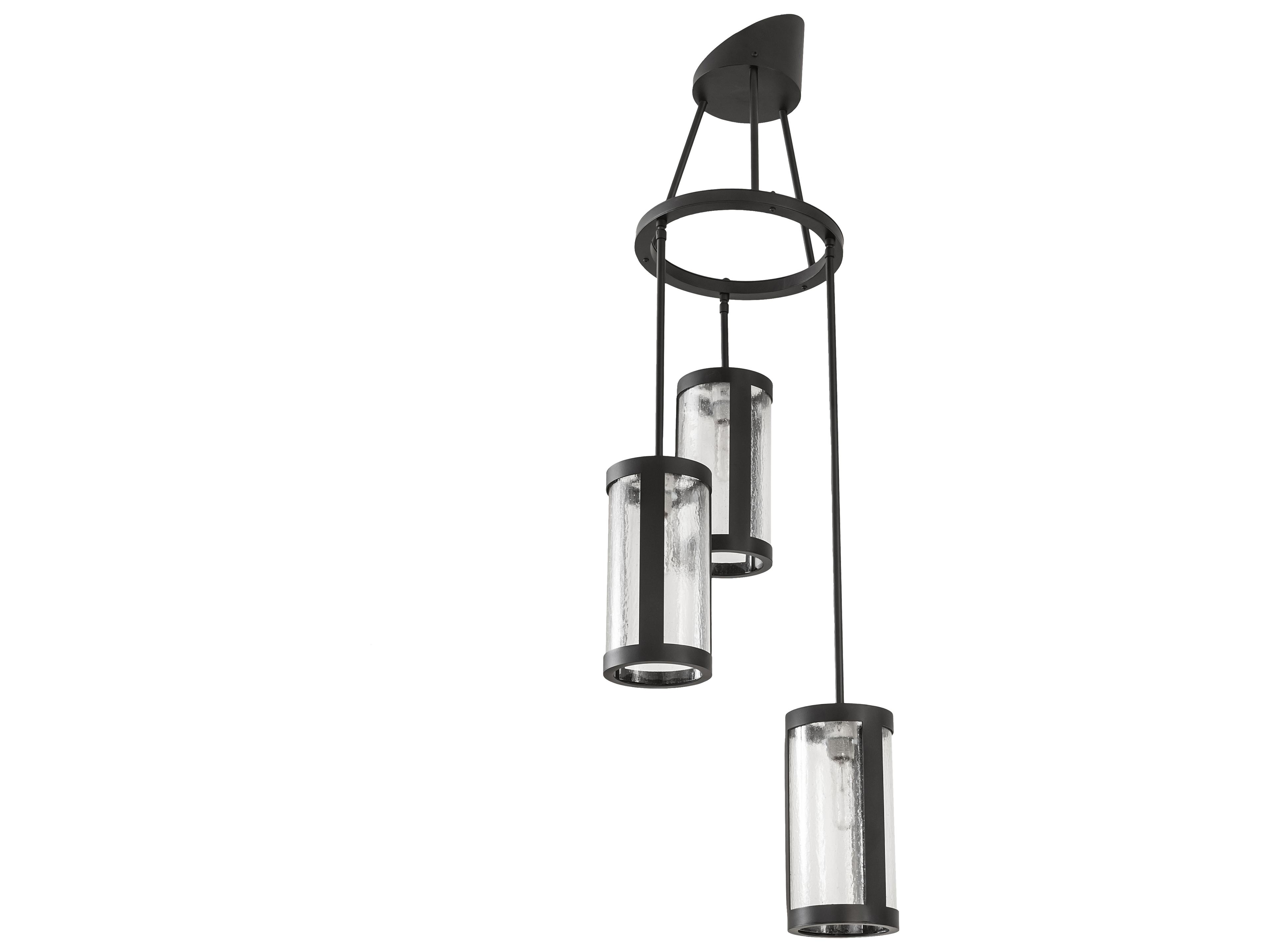 Meyda Cartier 3-Light Black Clear Seedy Glass Cylinder Pendant