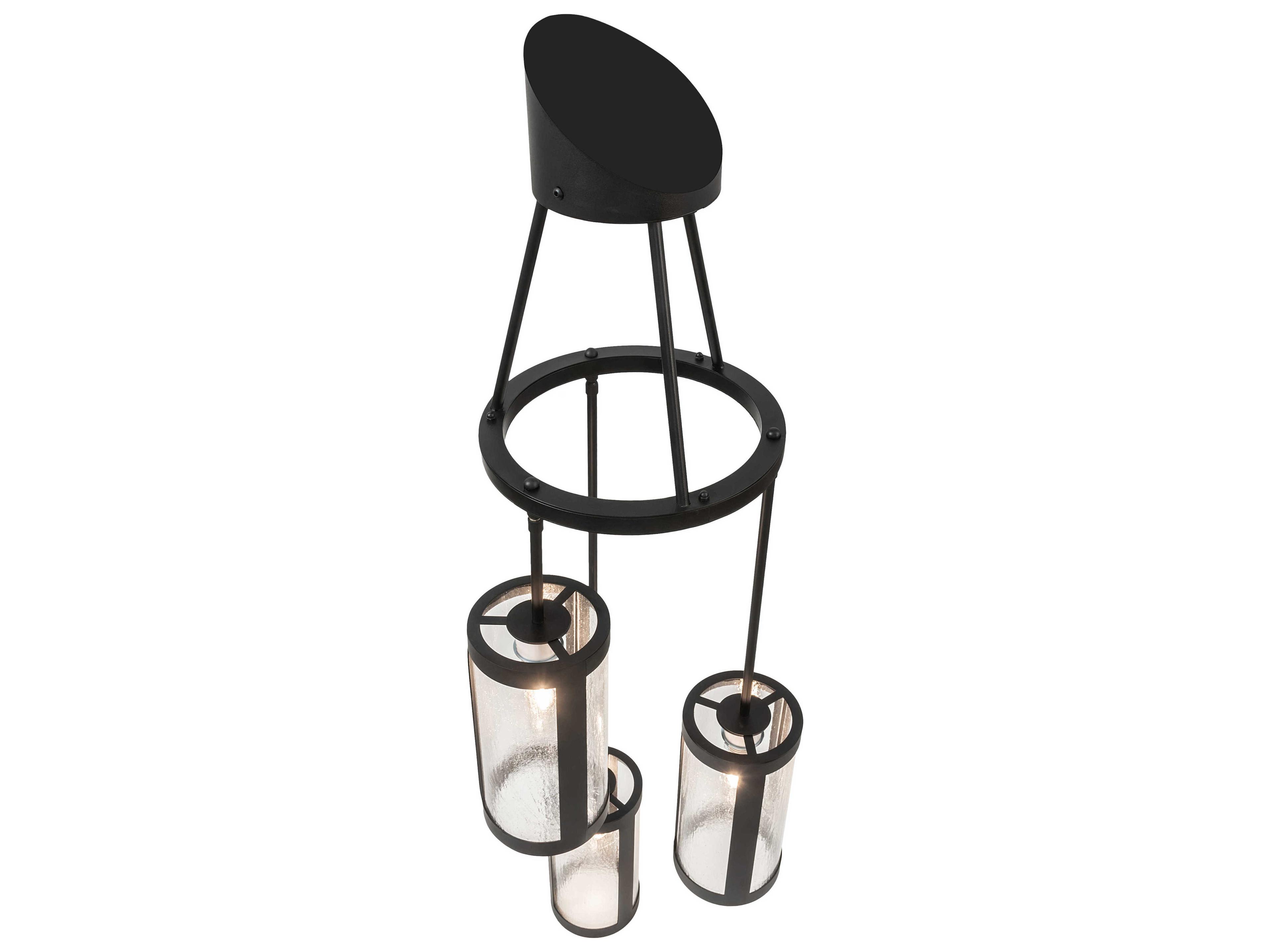 Meyda Cartier 3-Light Black Clear Seedy Glass Cylinder Pendant