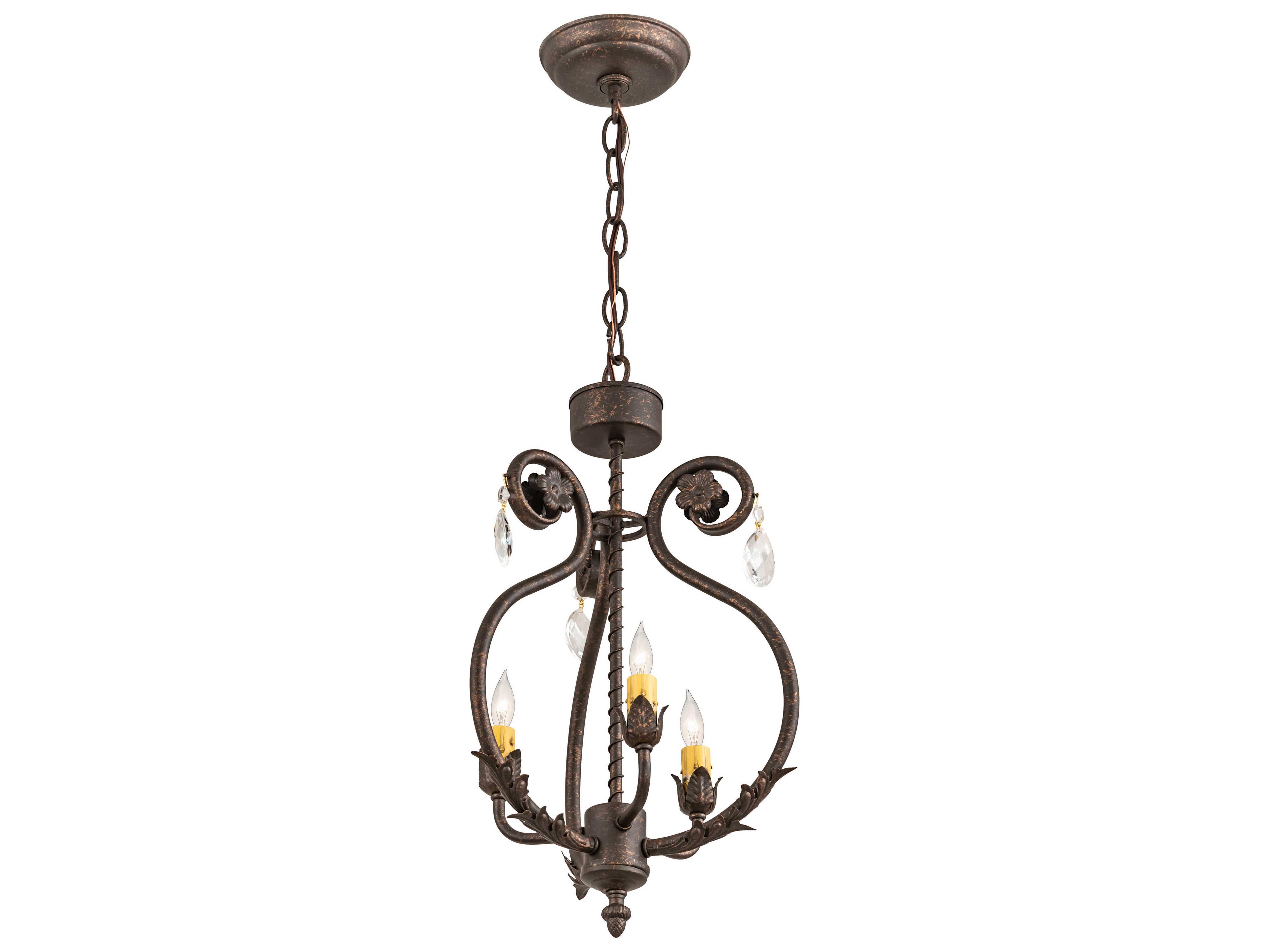 Meyda Antonia 3-Light Gilded Tobacco Brown Crystal Candelabra Chandelier