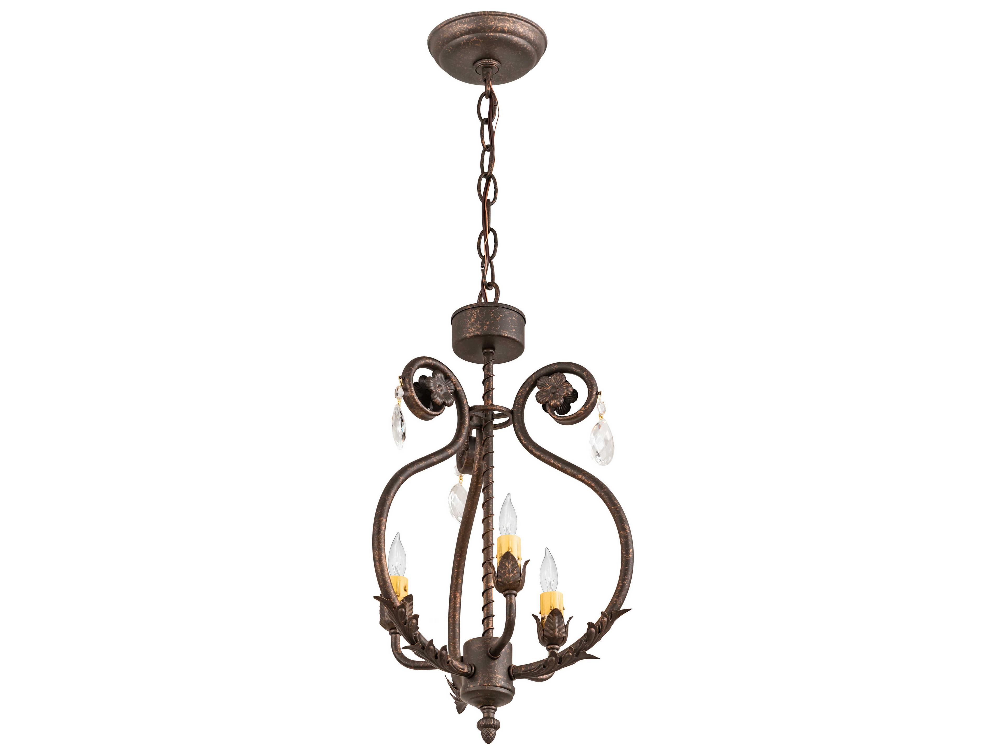 Meyda Antonia 3-Light Gilded Tobacco Brown Crystal Candelabra Chandelier
