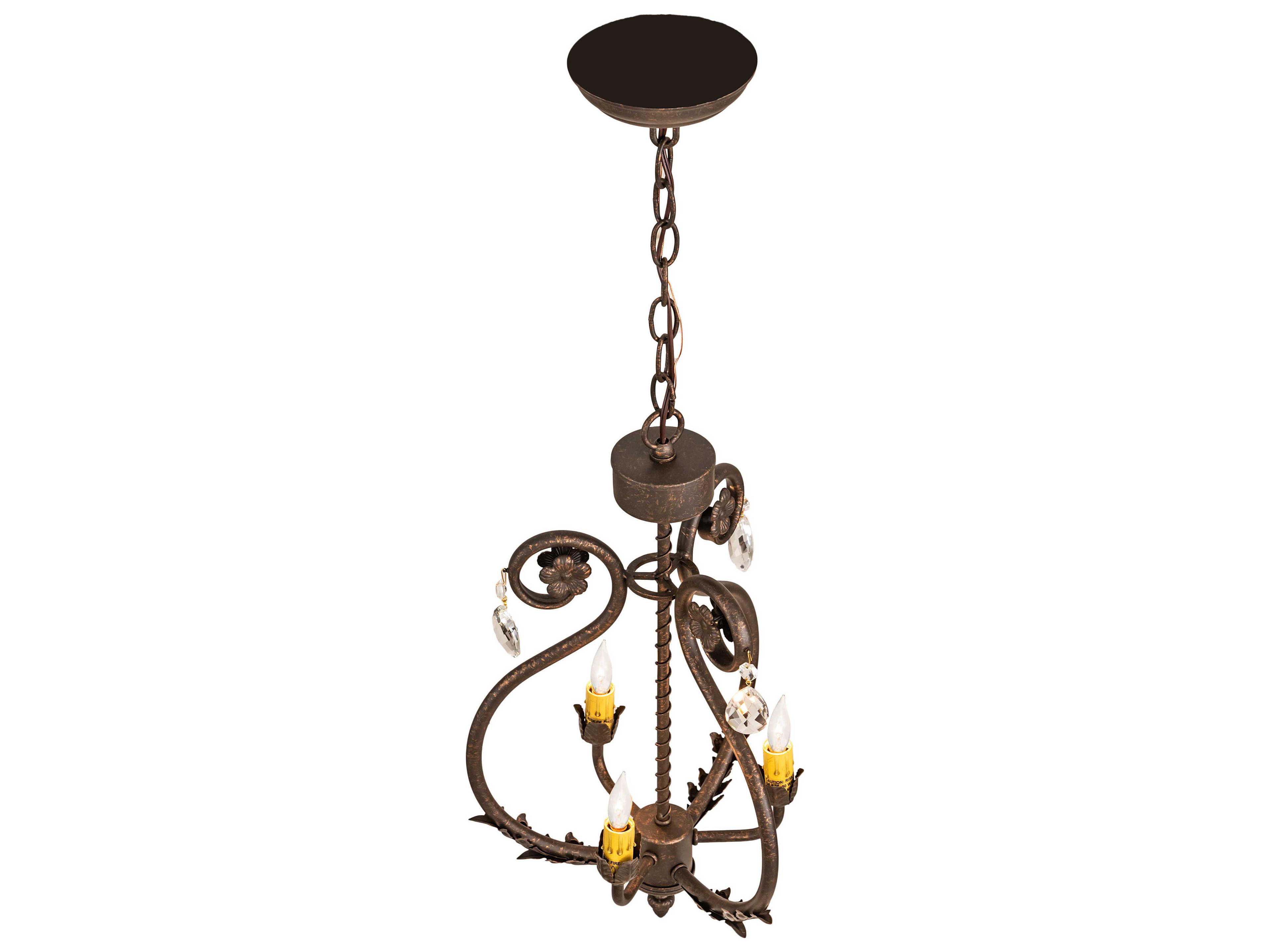 Meyda Antonia 3-Light Gilded Tobacco Brown Crystal Candelabra Chandelier