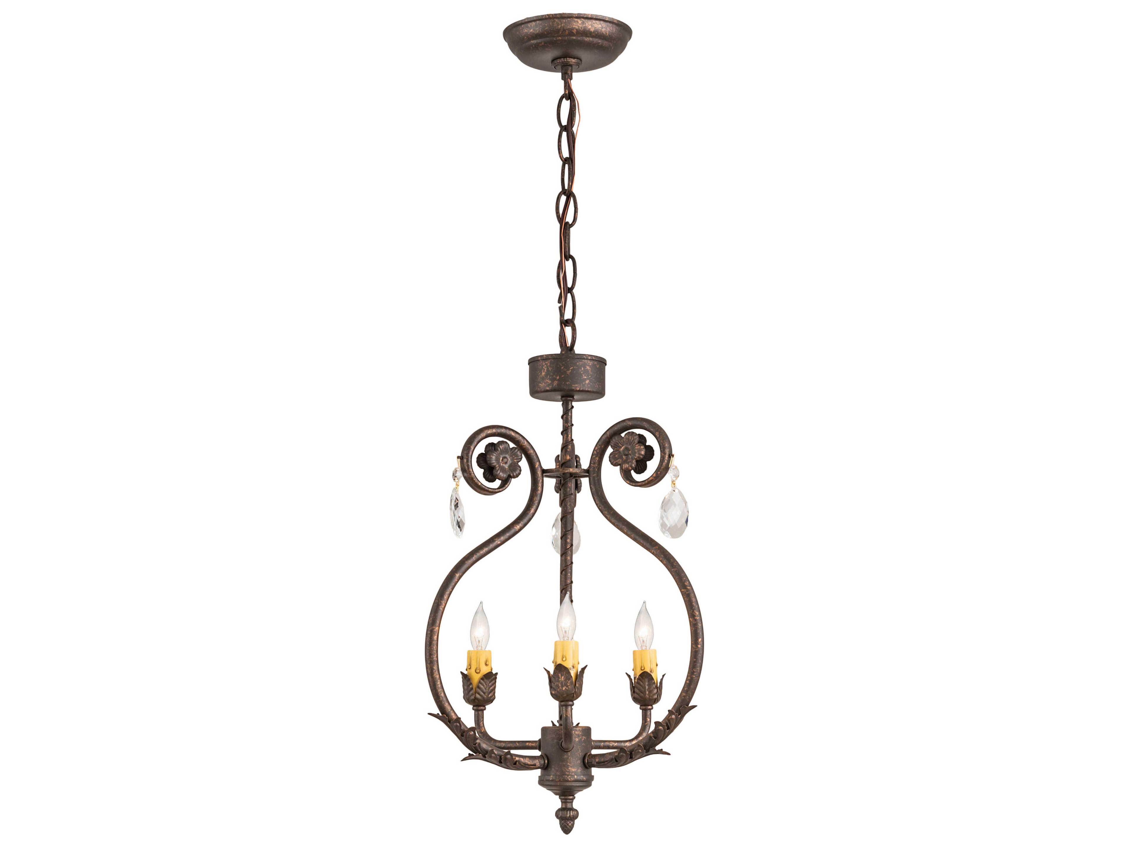 Meyda Antonia 3-Light Gilded Tobacco Brown Crystal Candelabra Chandelier