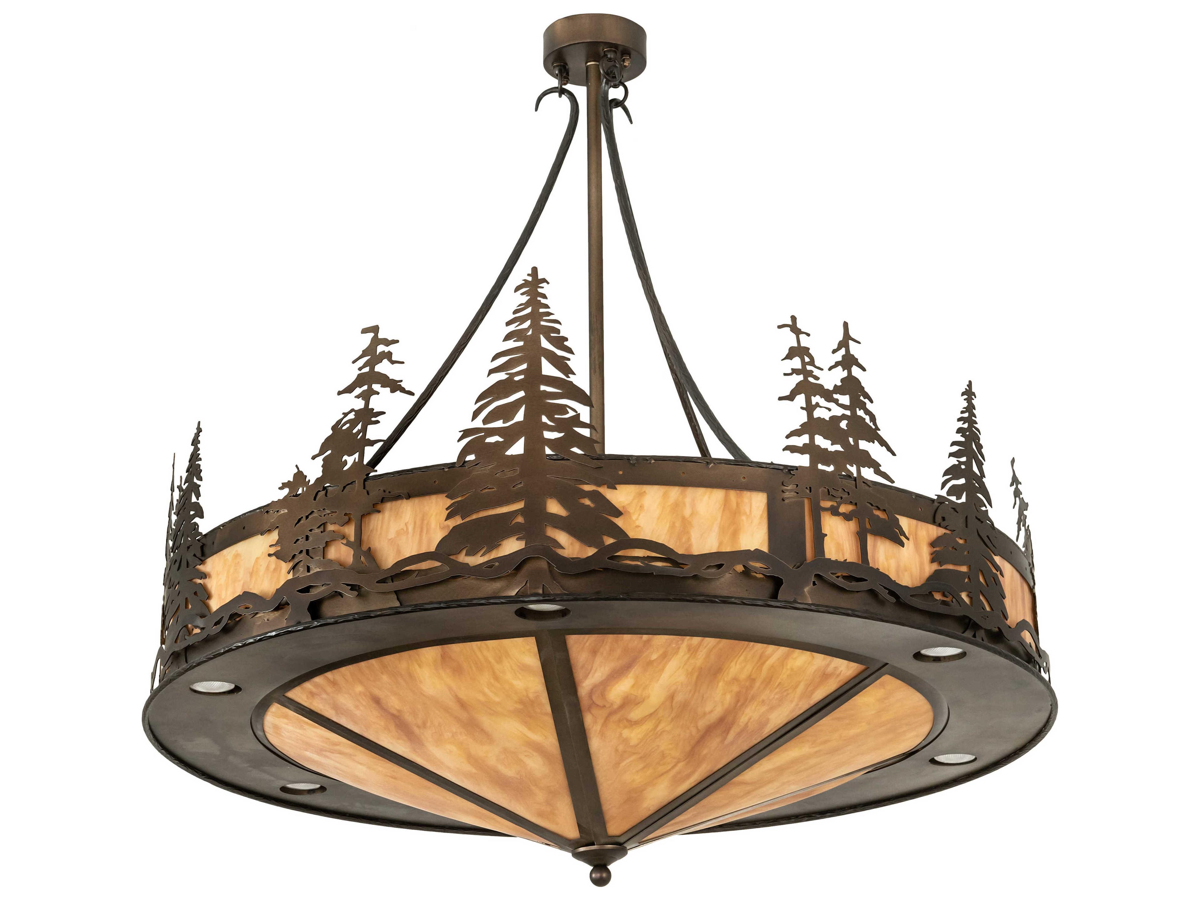 Meyda Tall Pines 6 12-Light Antique Copper Brown Drum Pendant