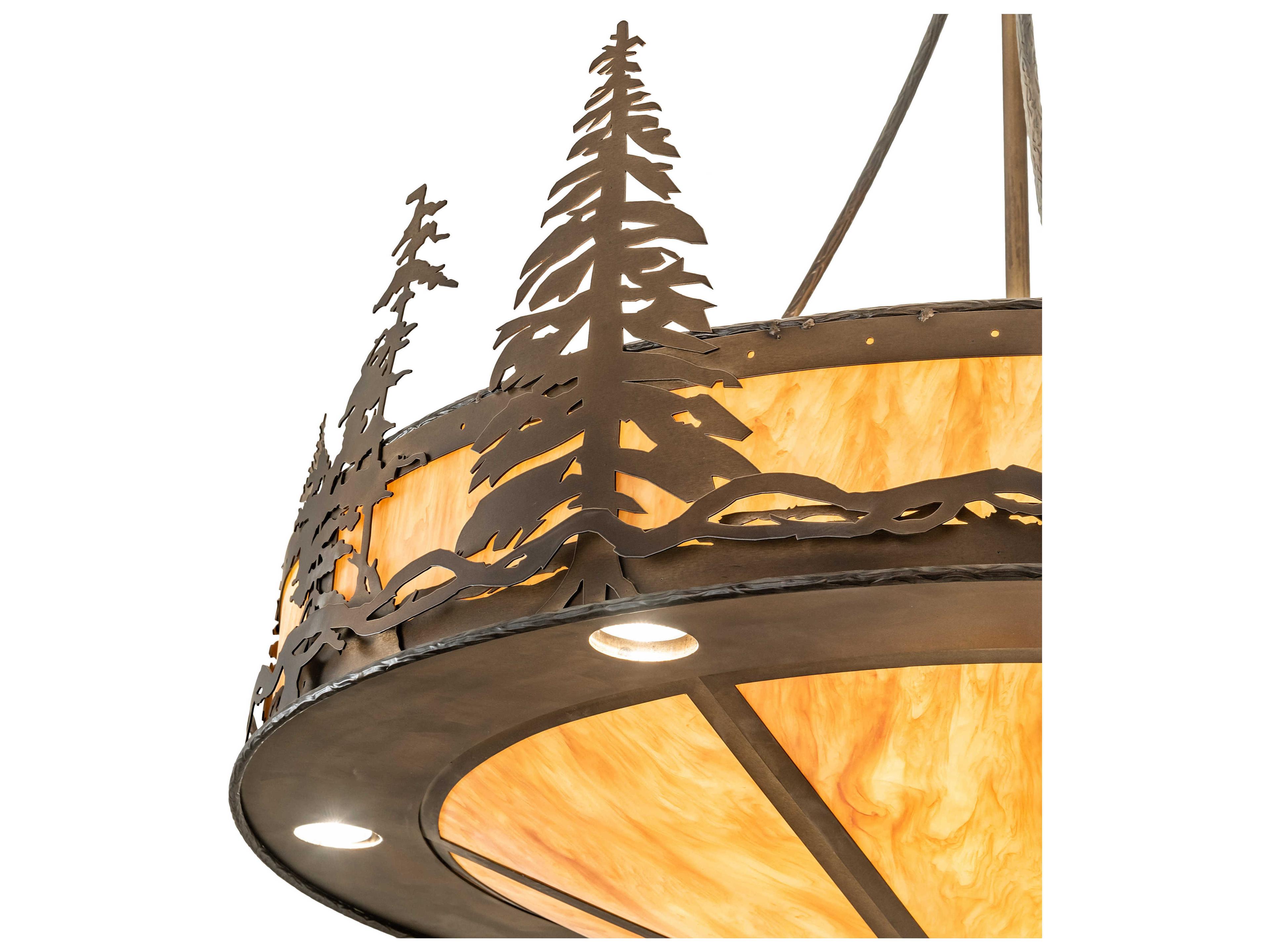 Meyda Tall Pines 6 12-Light Antique Copper Brown Drum Pendant
