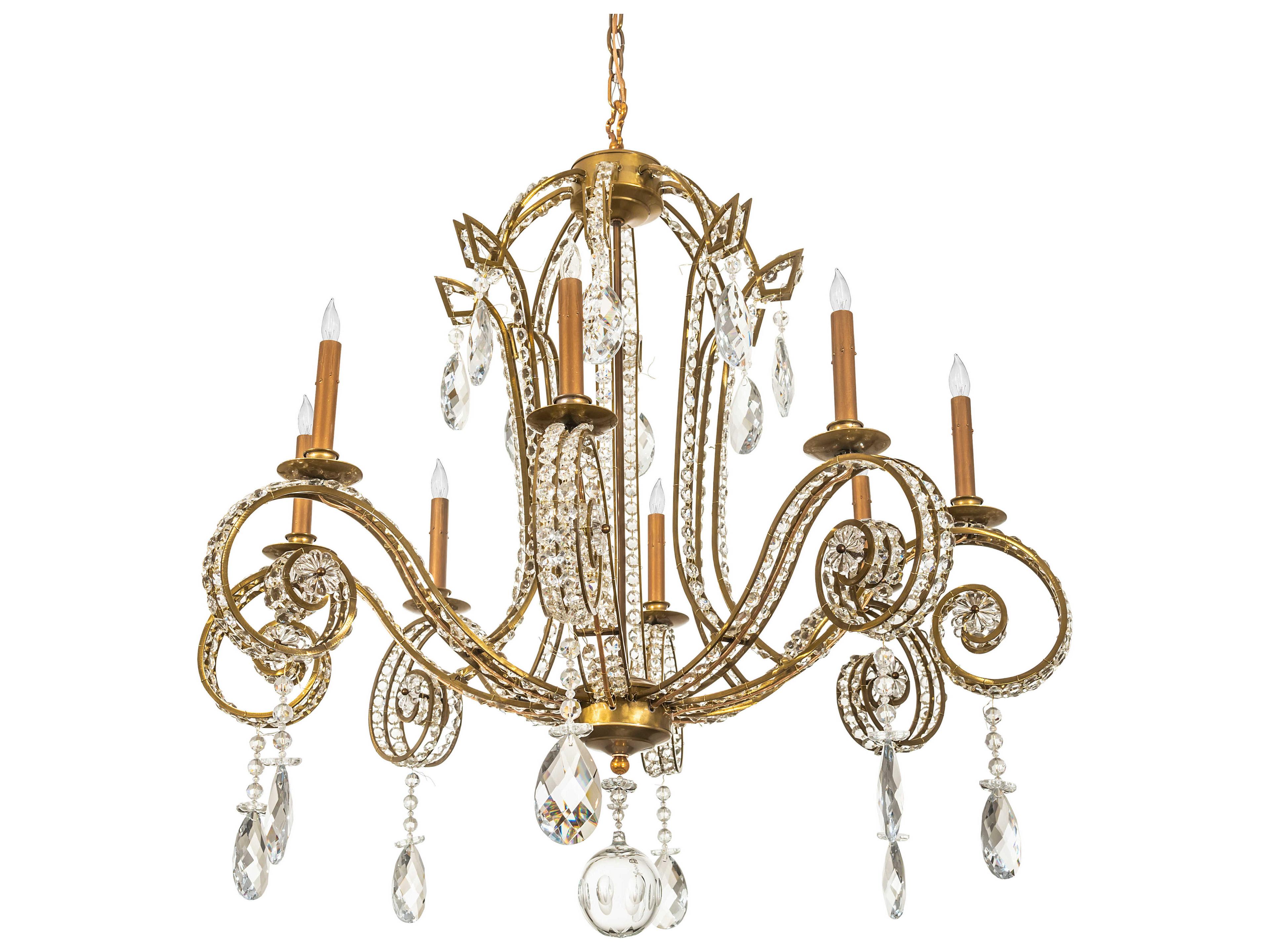 Meyda Lucerne 8-Light Transparent Gold Crystal Candelabra Chandelier
