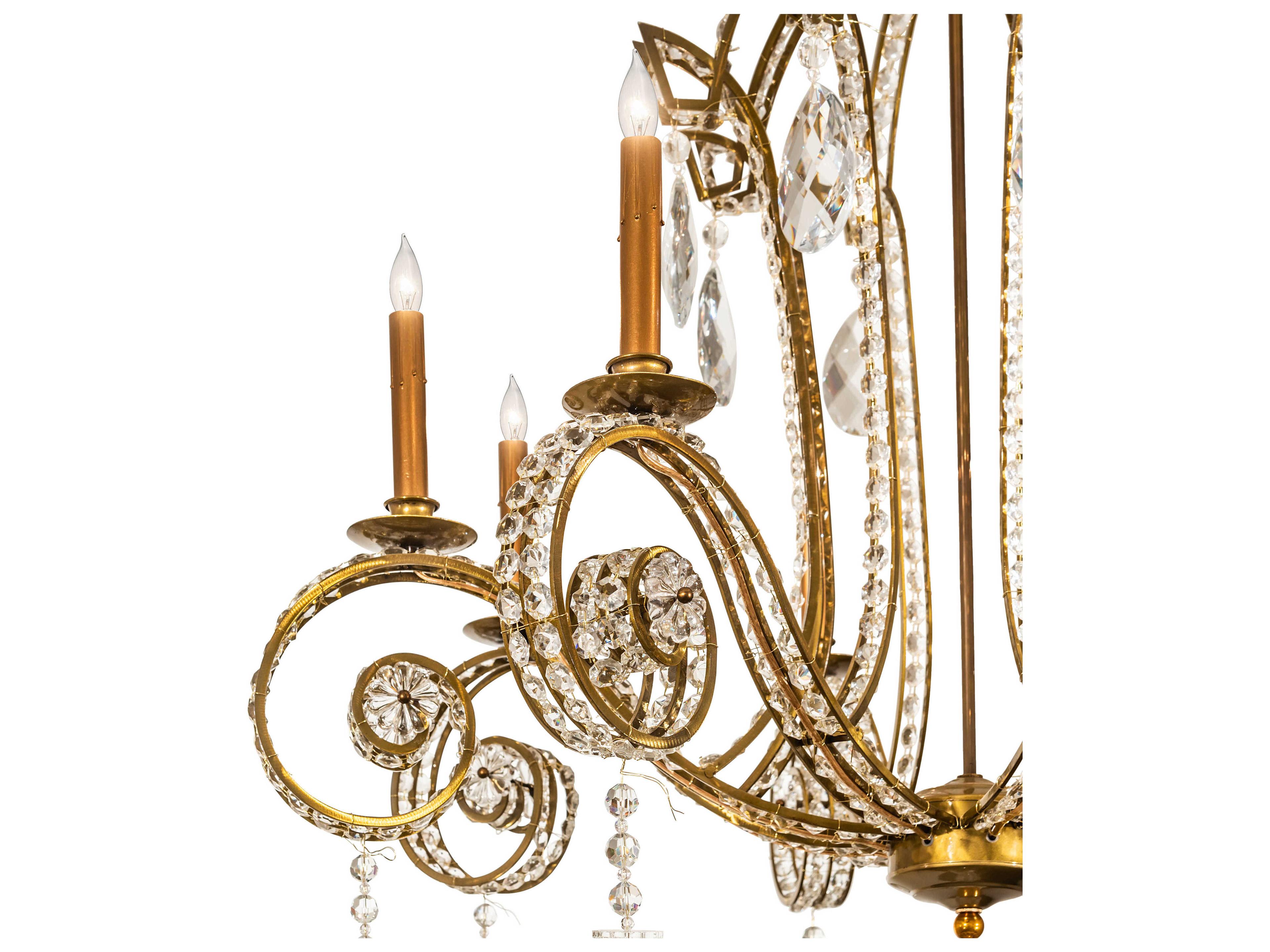 Meyda Lucerne 8-Light Transparent Gold Crystal Candelabra Chandelier