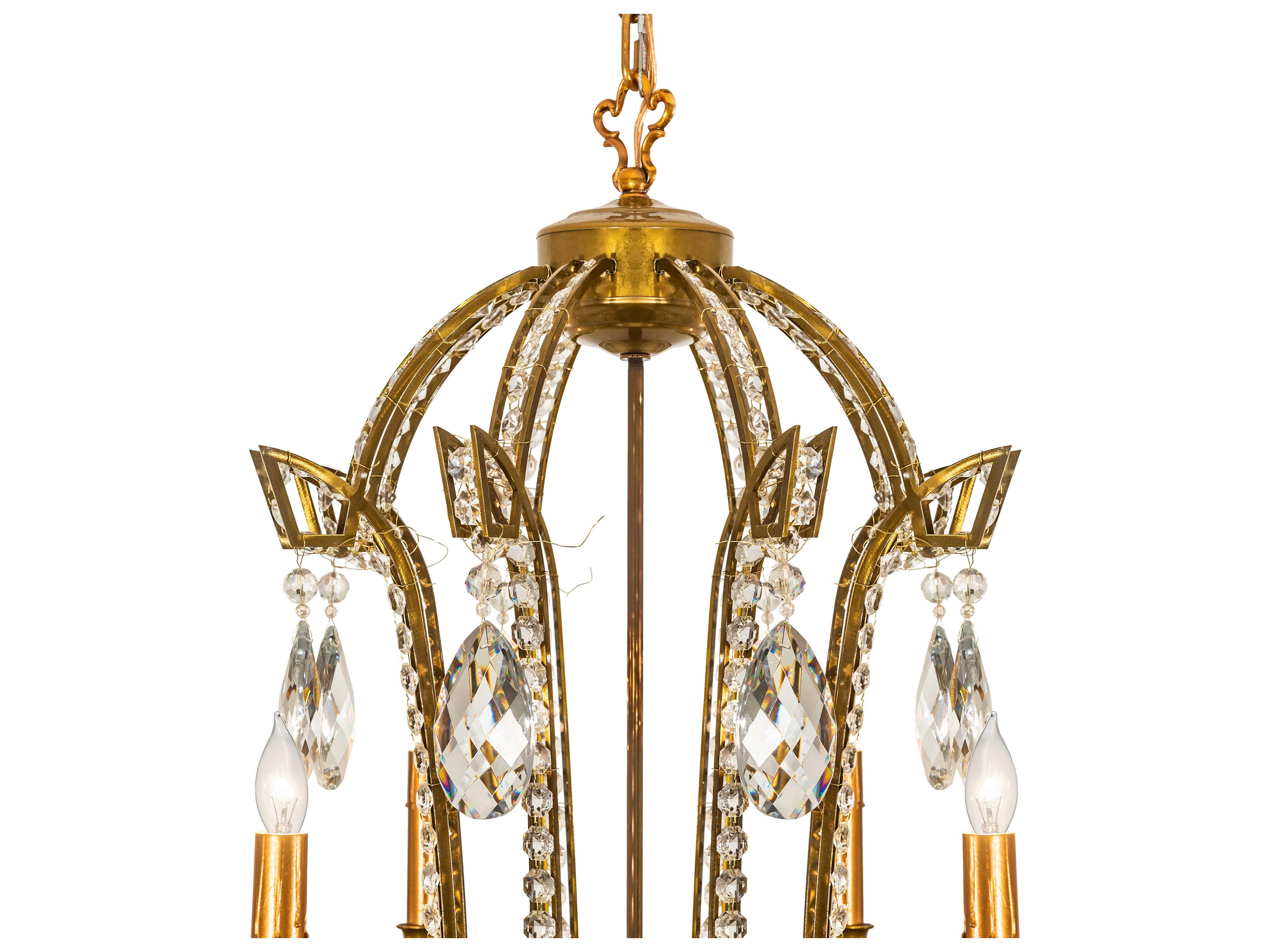 Meyda Lucerne 8-Light Transparent Gold Crystal Candelabra Chandelier