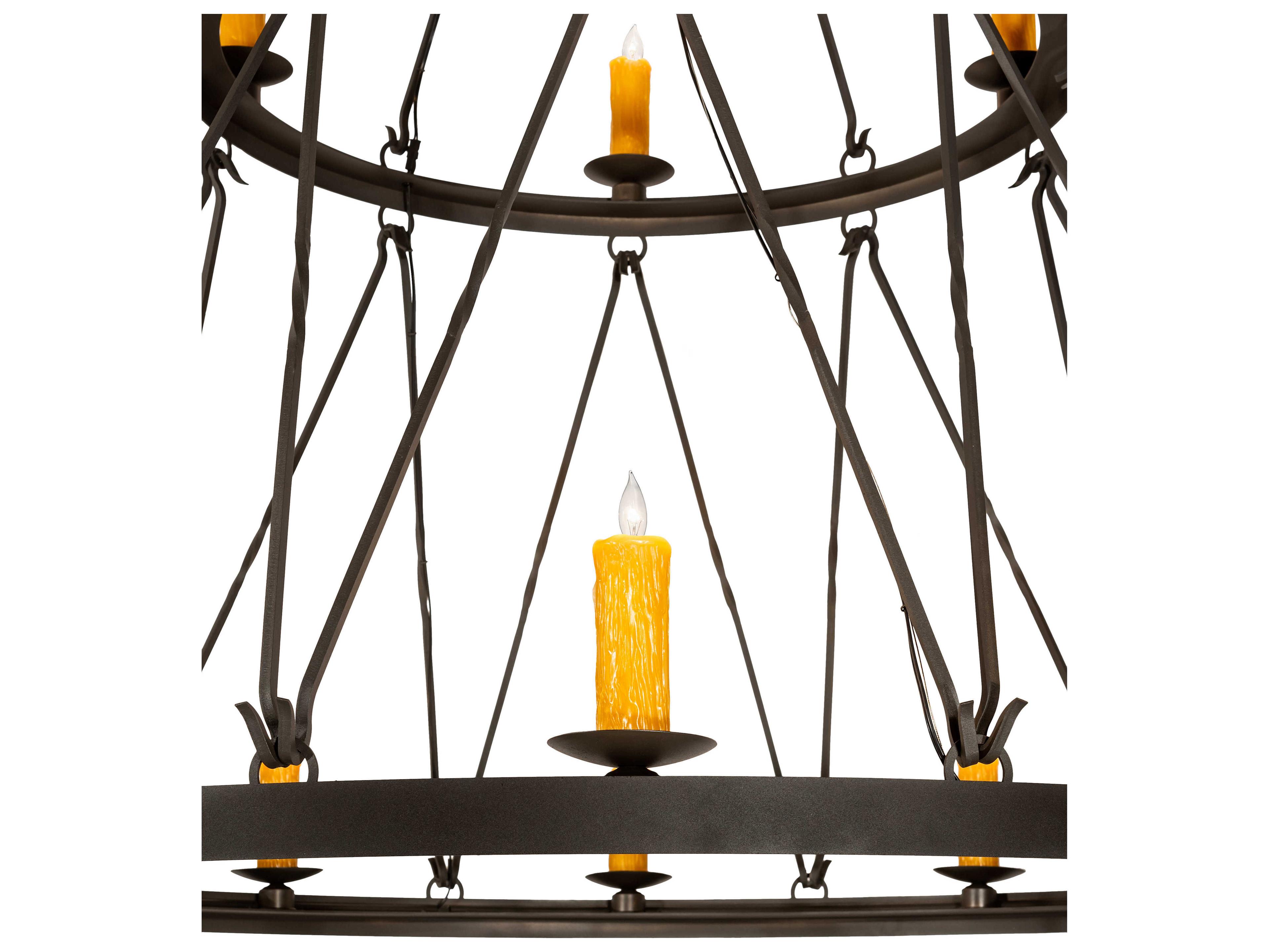 Meyda Lakeshore 15-Light Amber Chocolate Black Brown Candelabra Tiered Chandelier