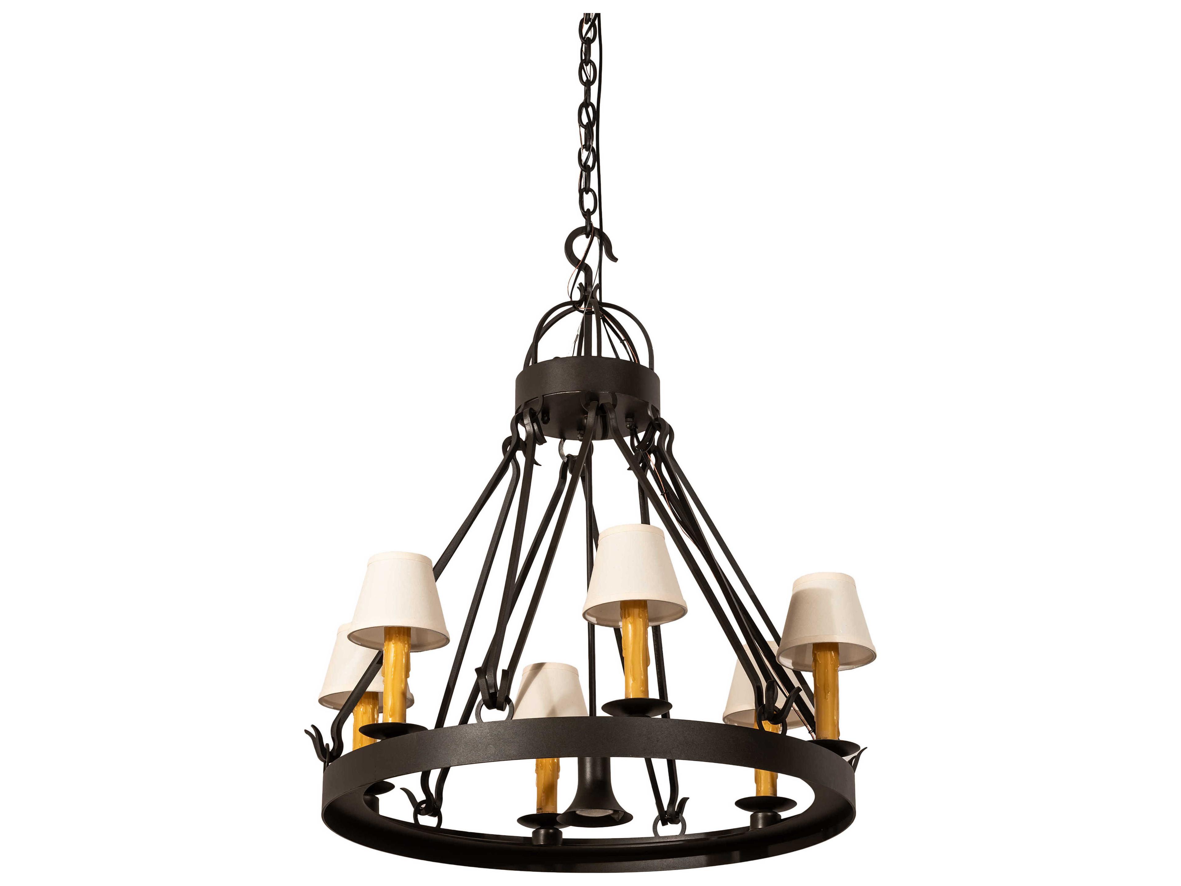 Meyda Lakeshore 7-Light Beige Grey Black Brown Candelabra Empire Chandelier