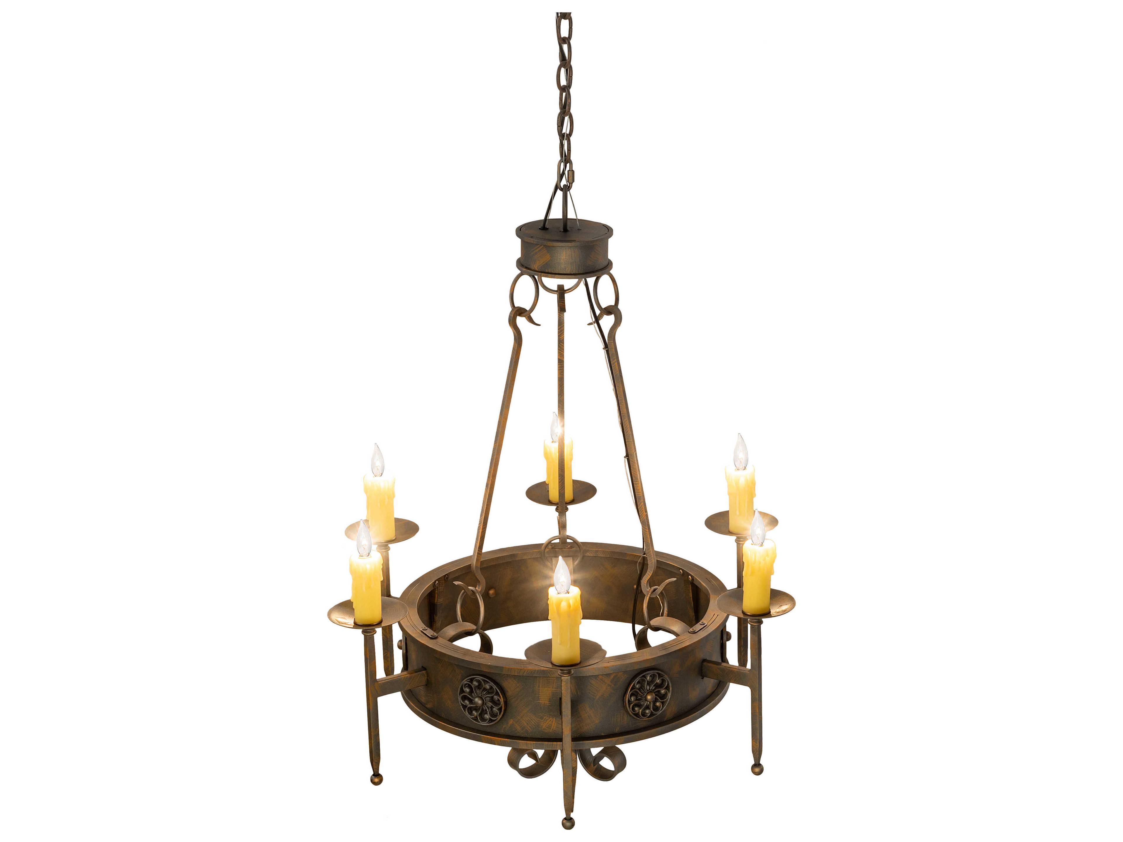 Meyda Lorenzo 6-Light Beige Brown Candelabra Chandelier