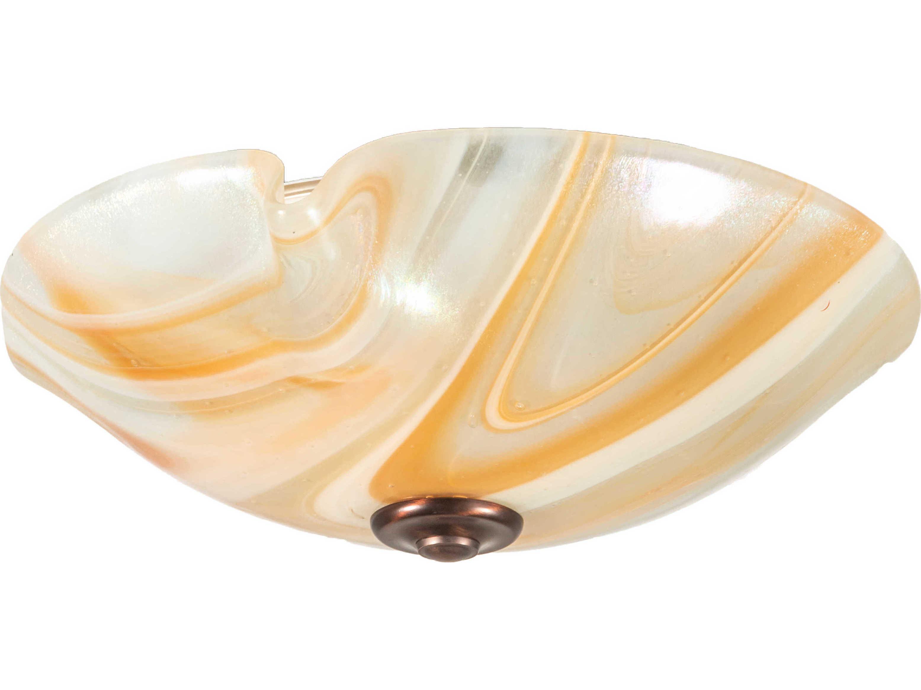 Meyda Baroque 1-Light White Peach Yellow Glass LED Bowl Flush Mount