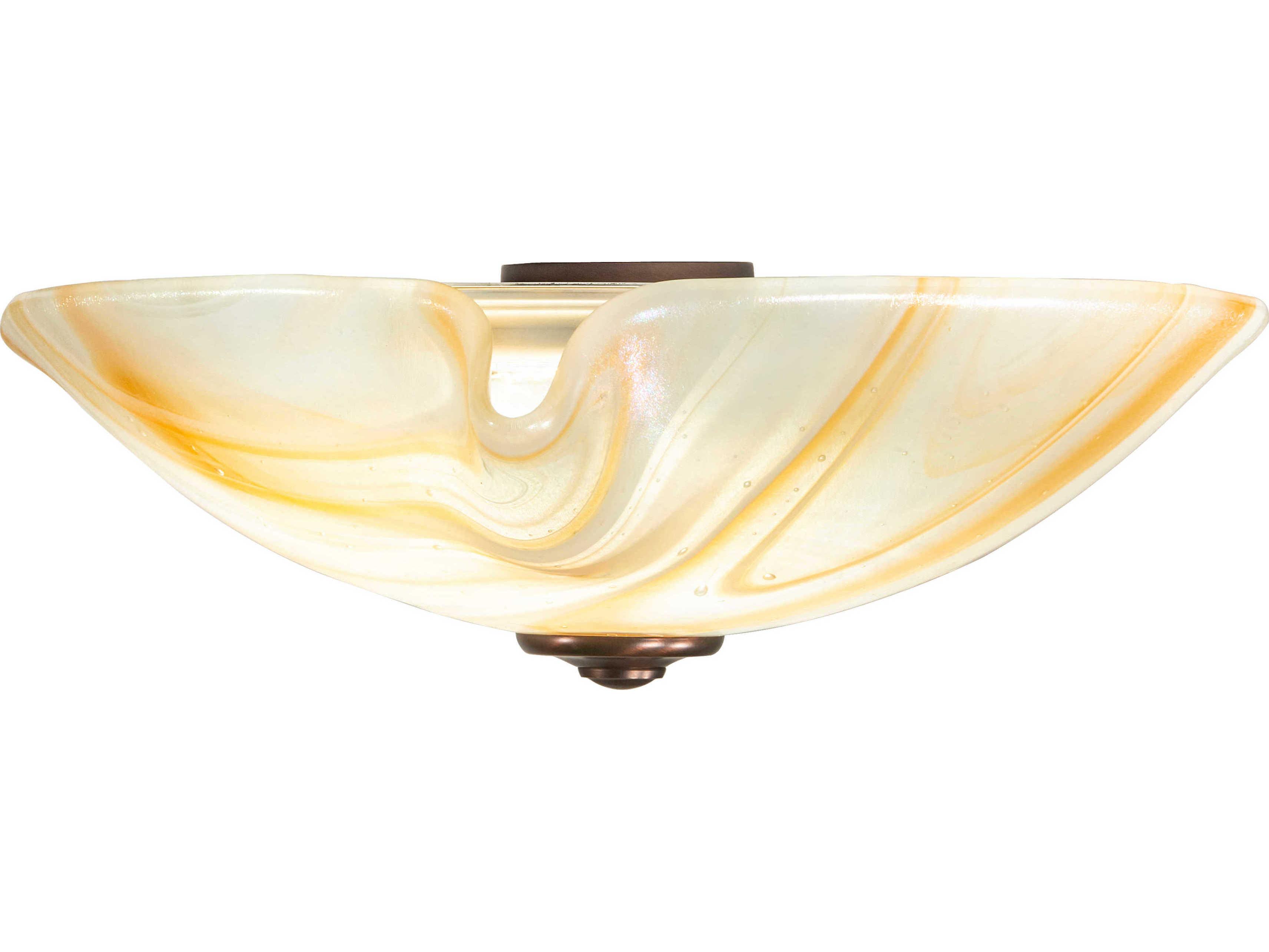 Meyda Baroque 1-Light White Peach Yellow Glass LED Bowl Flush Mount