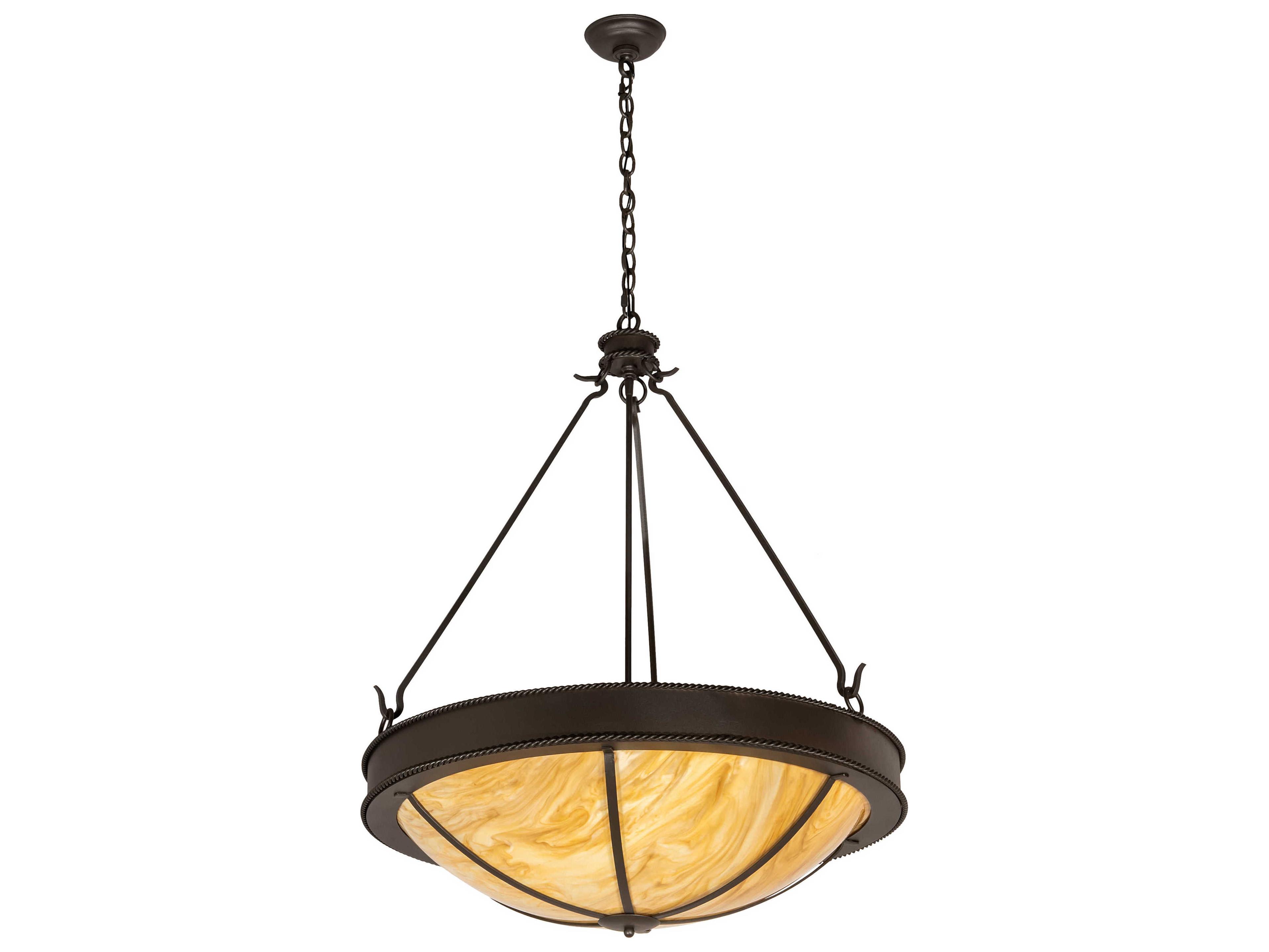 Meyda Phoebus 4-Light Wrought Iron Gray Bowl Pendant