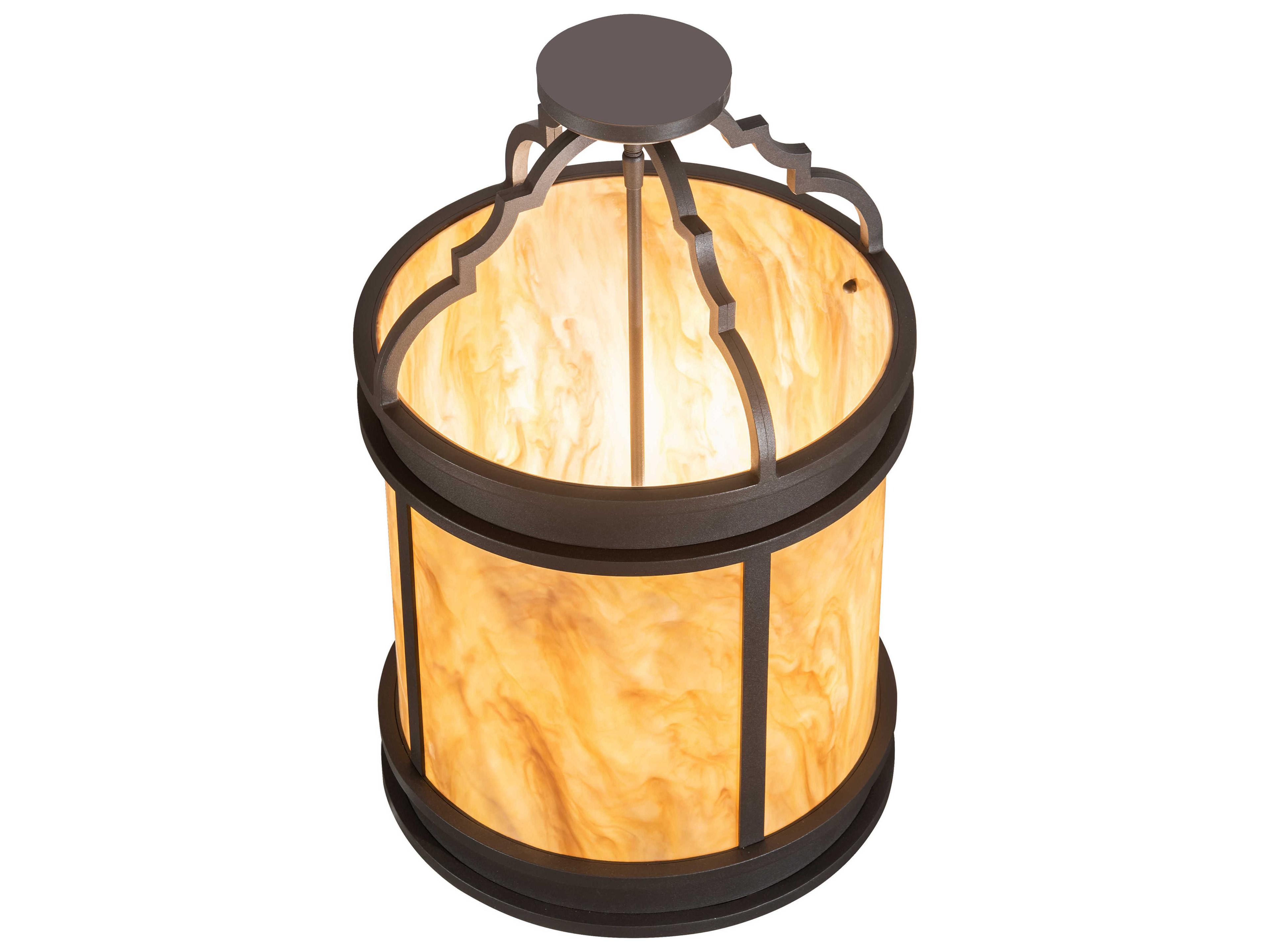 Meyda Wyant 4-Light Wrought Iron Gray Cylinder Semi Flush Mount