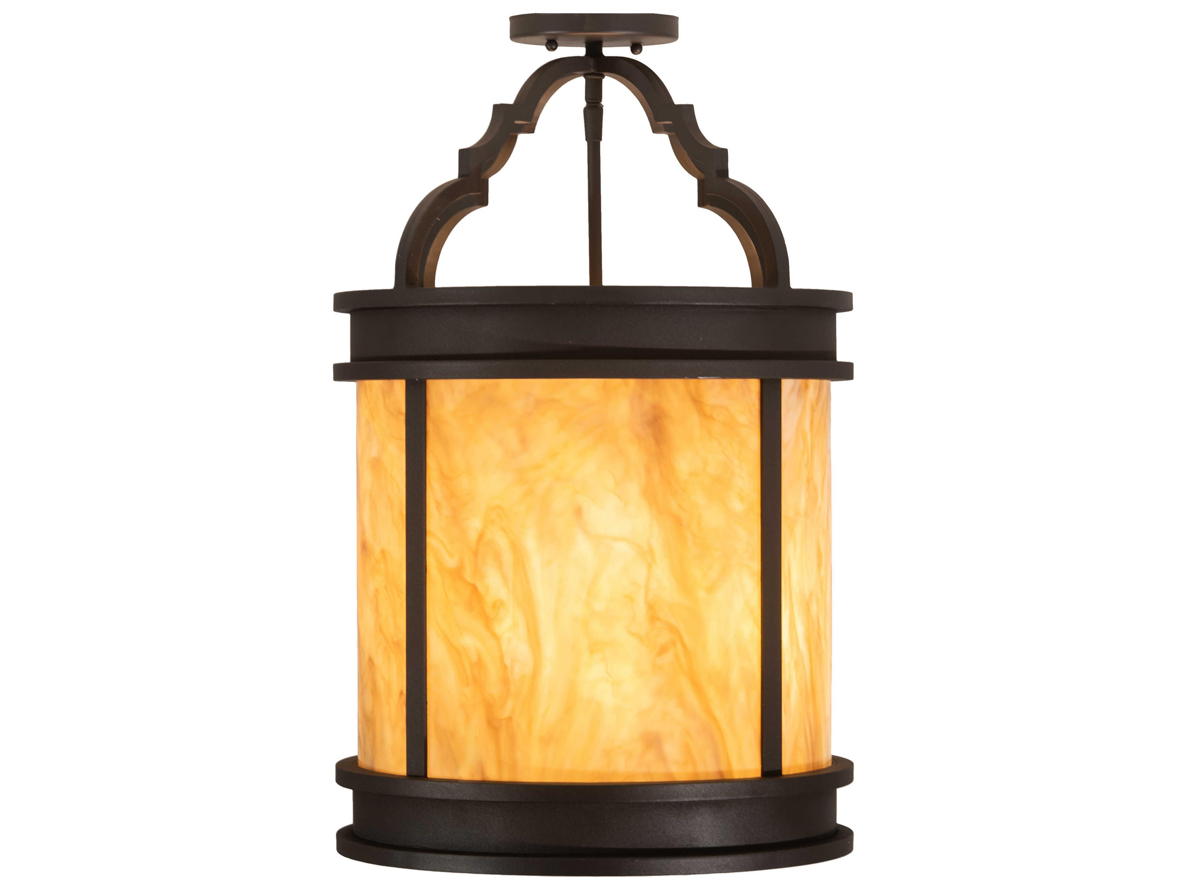 Meyda Wyant 4-Light Wrought Iron Gray Cylinder Semi Flush Mount