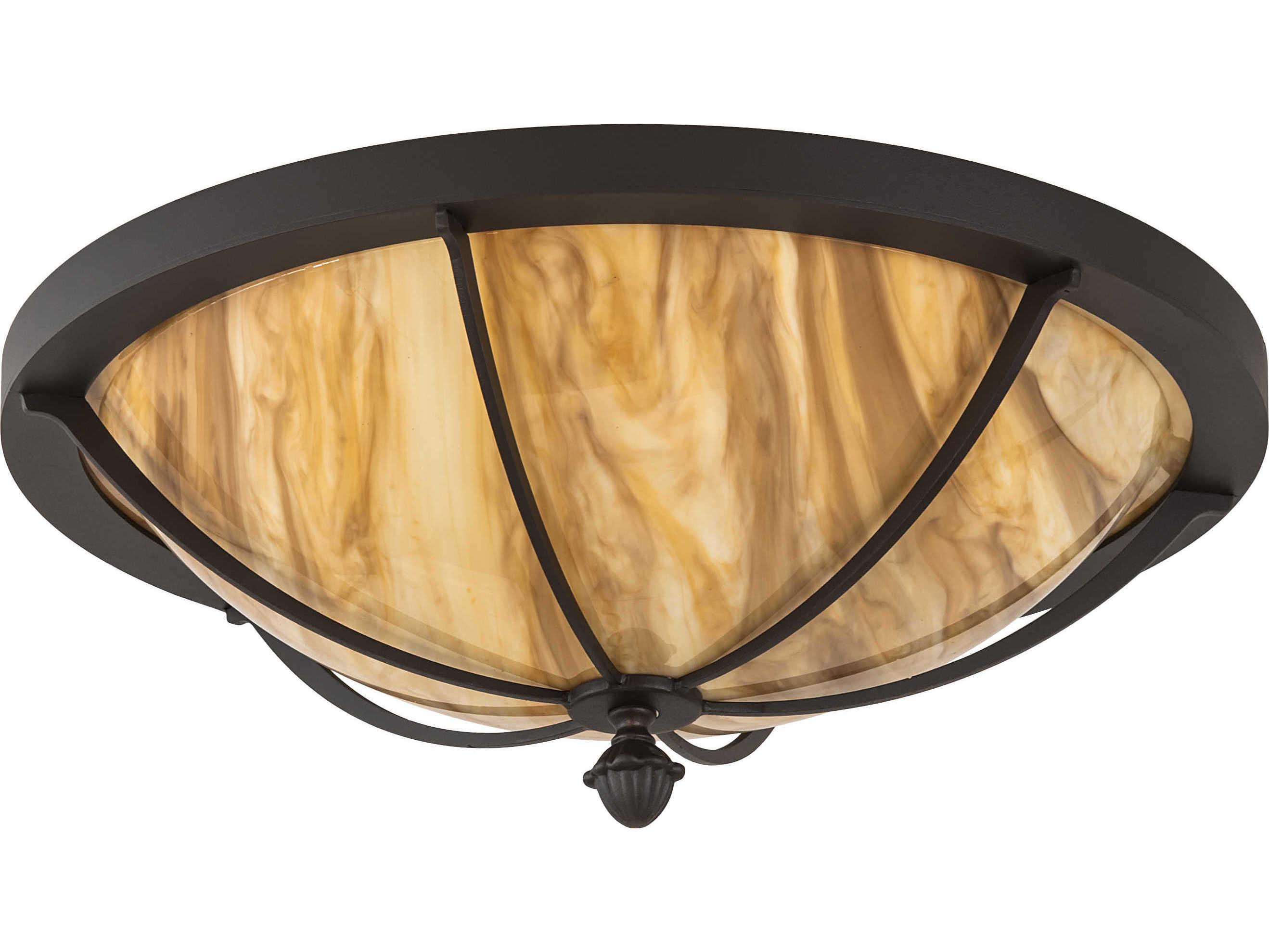 Meyda Dominga 3-Light Wrought Iron Black Bowl Flush Mount