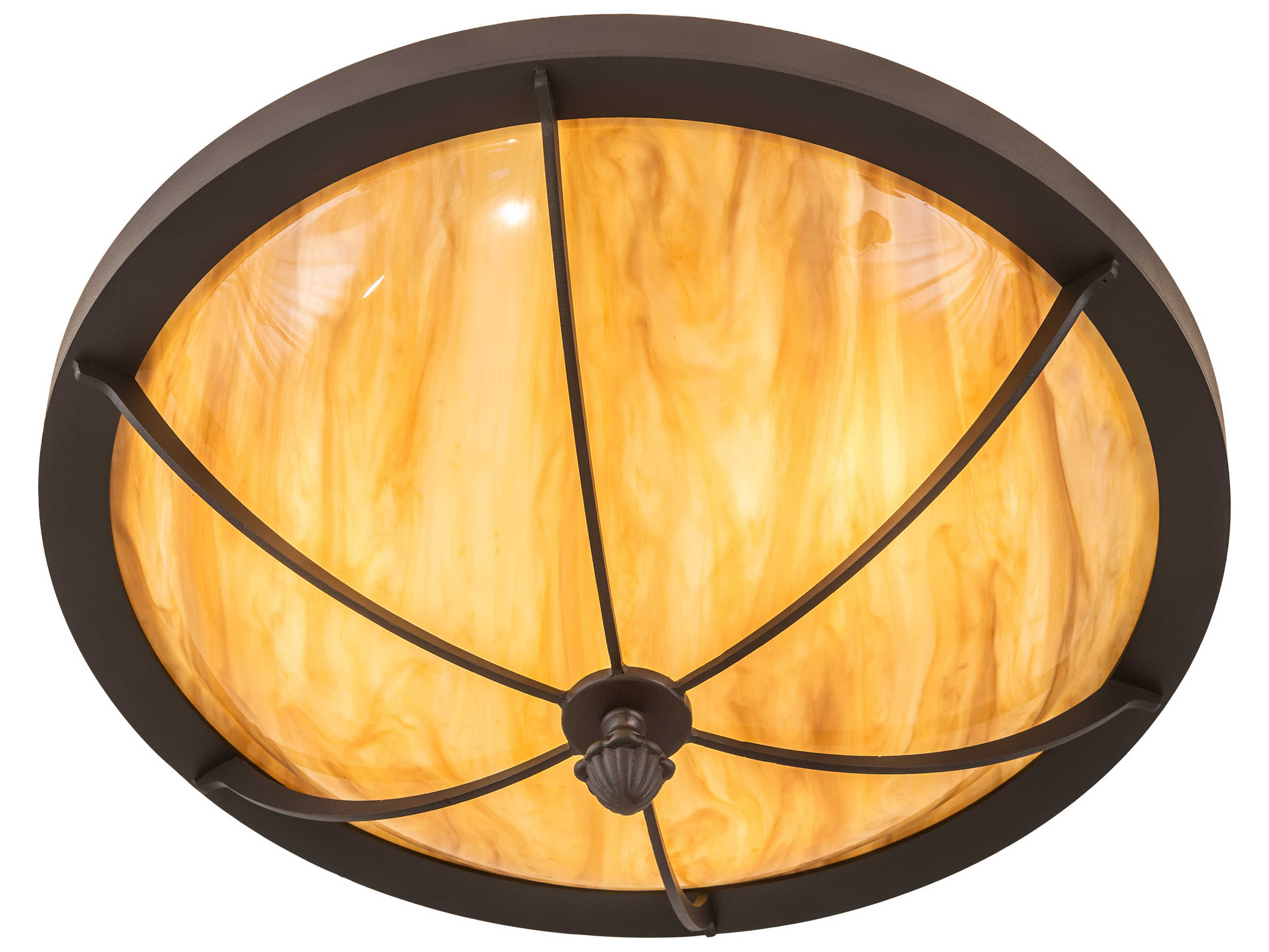 Meyda Dominga 3-Light Wrought Iron Black Bowl Flush Mount