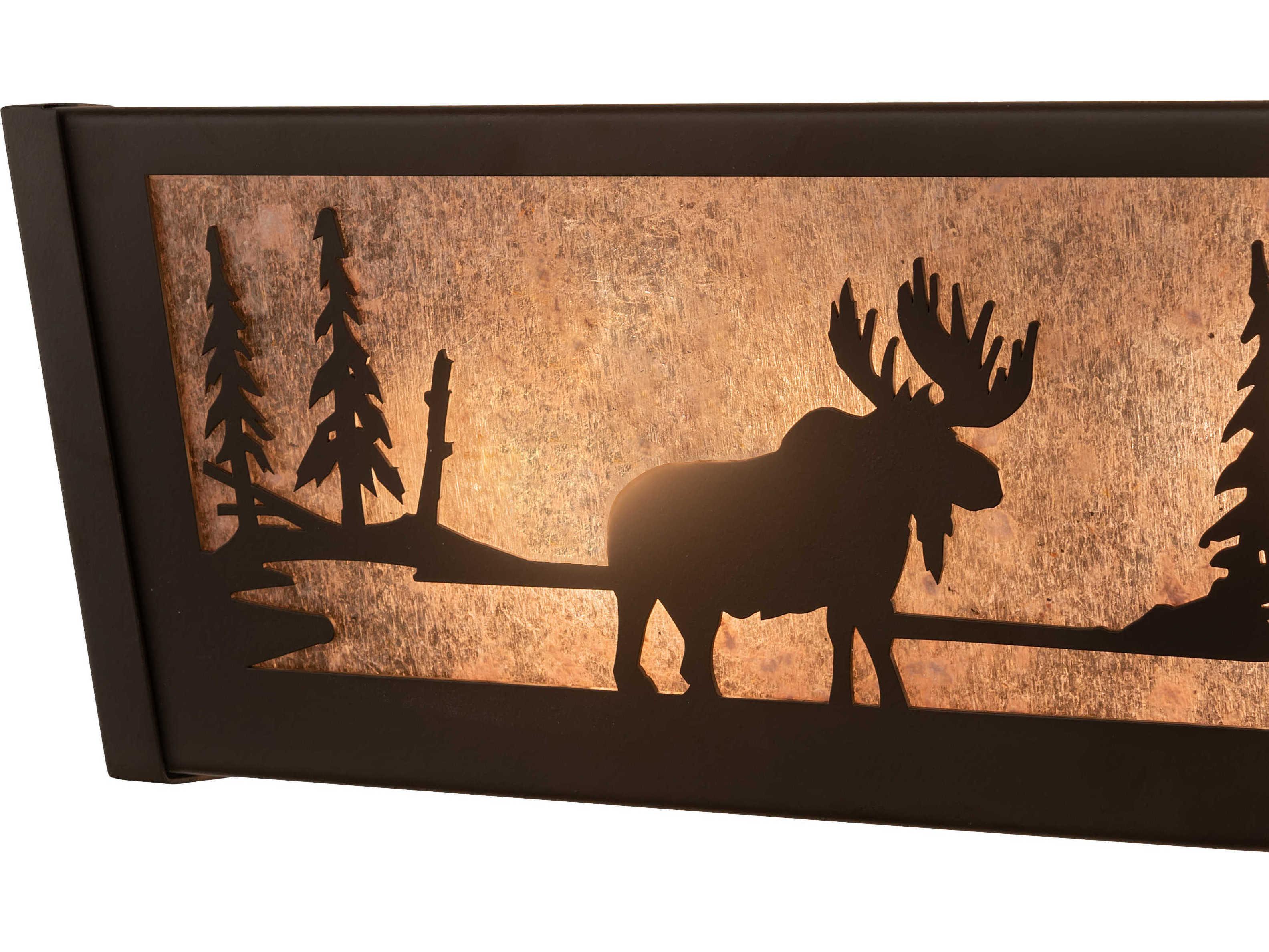 Meyda Moose At Lake 2-Light Oil Rubbed Bronze Silver Vanity Light