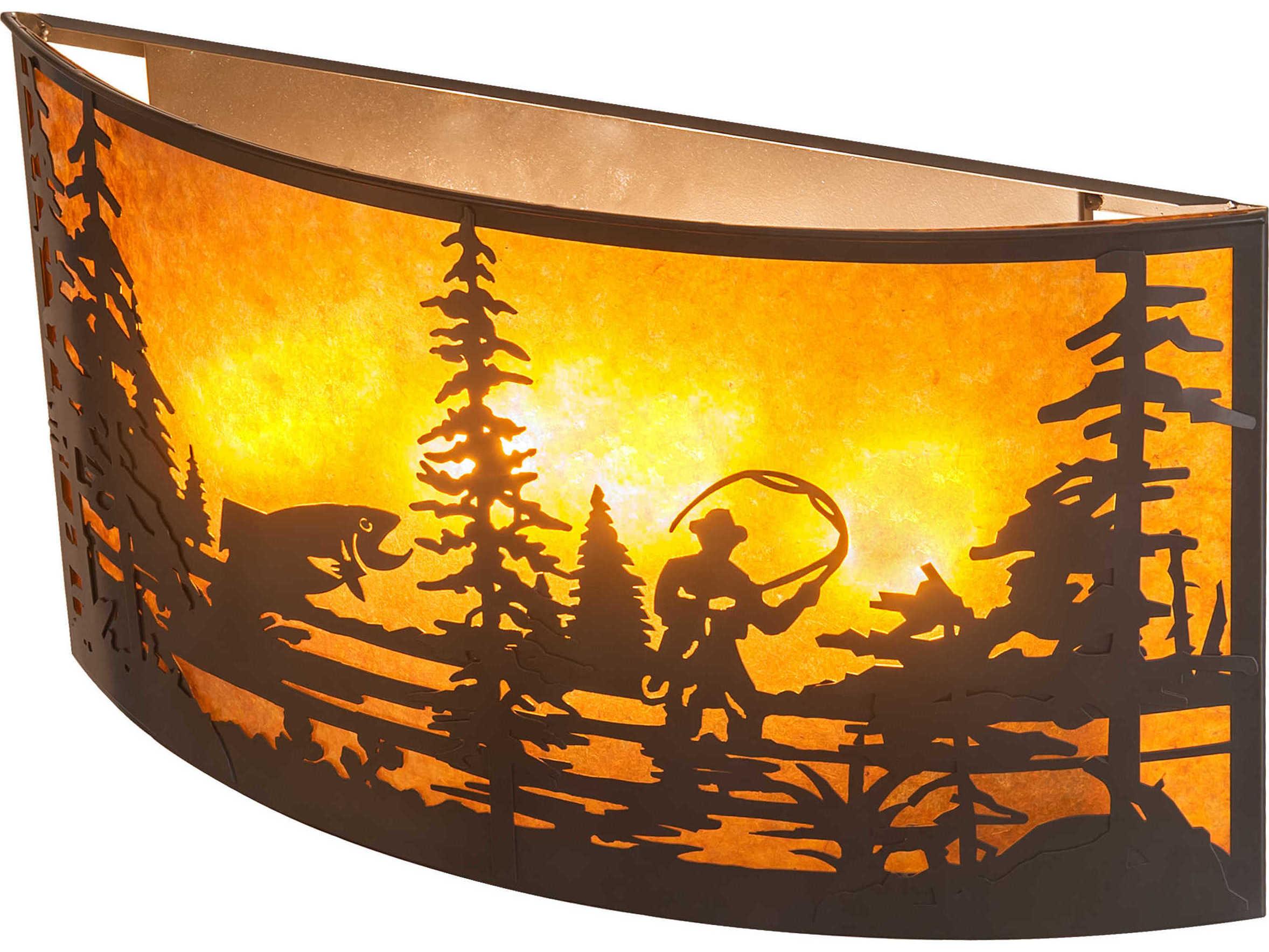 Meyda Fly Fishing 4-Light Timeless Bronze Brown Wall Sconce