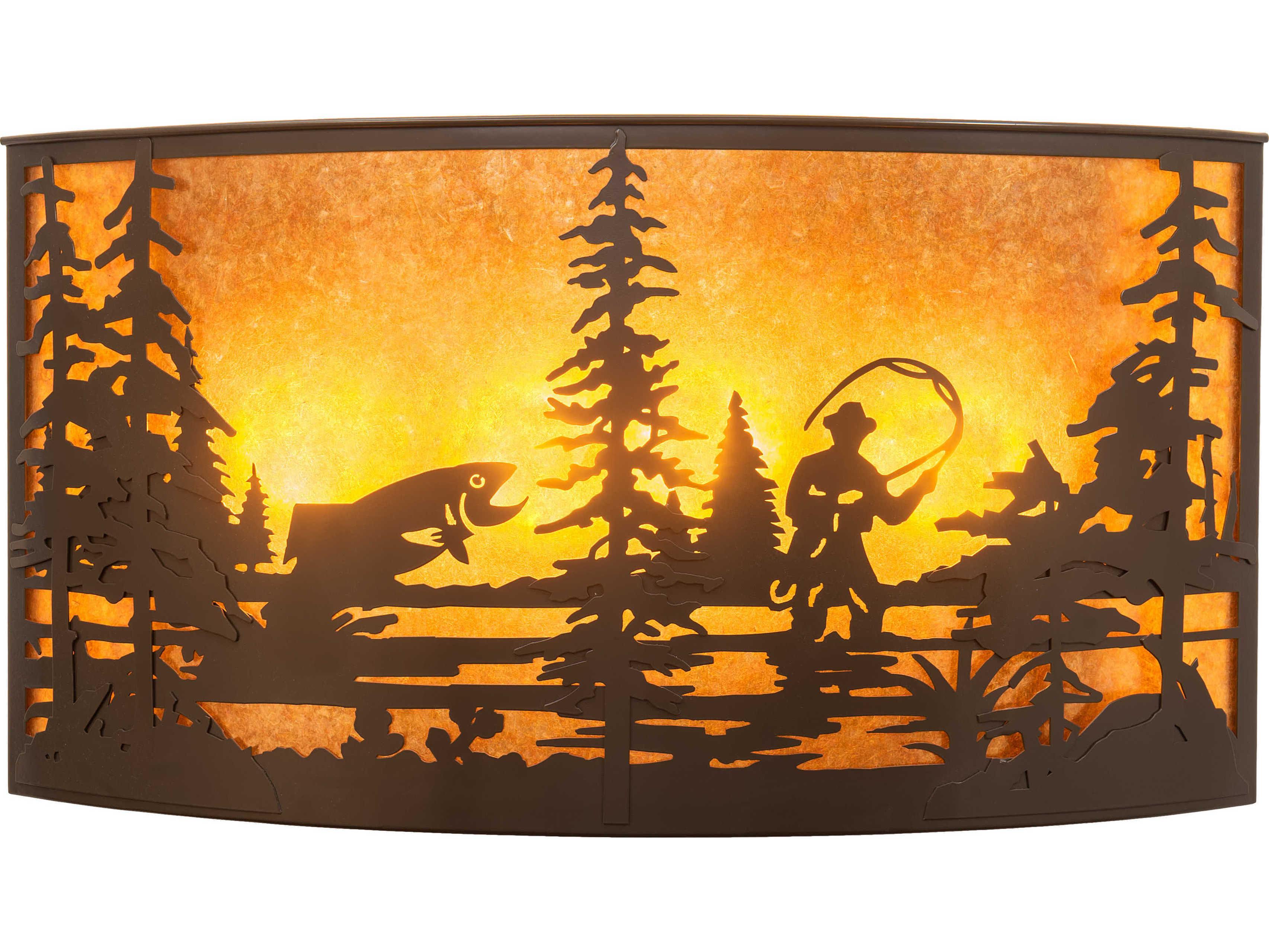 Meyda Fly Fishing 4-Light Timeless Bronze Brown Wall Sconce