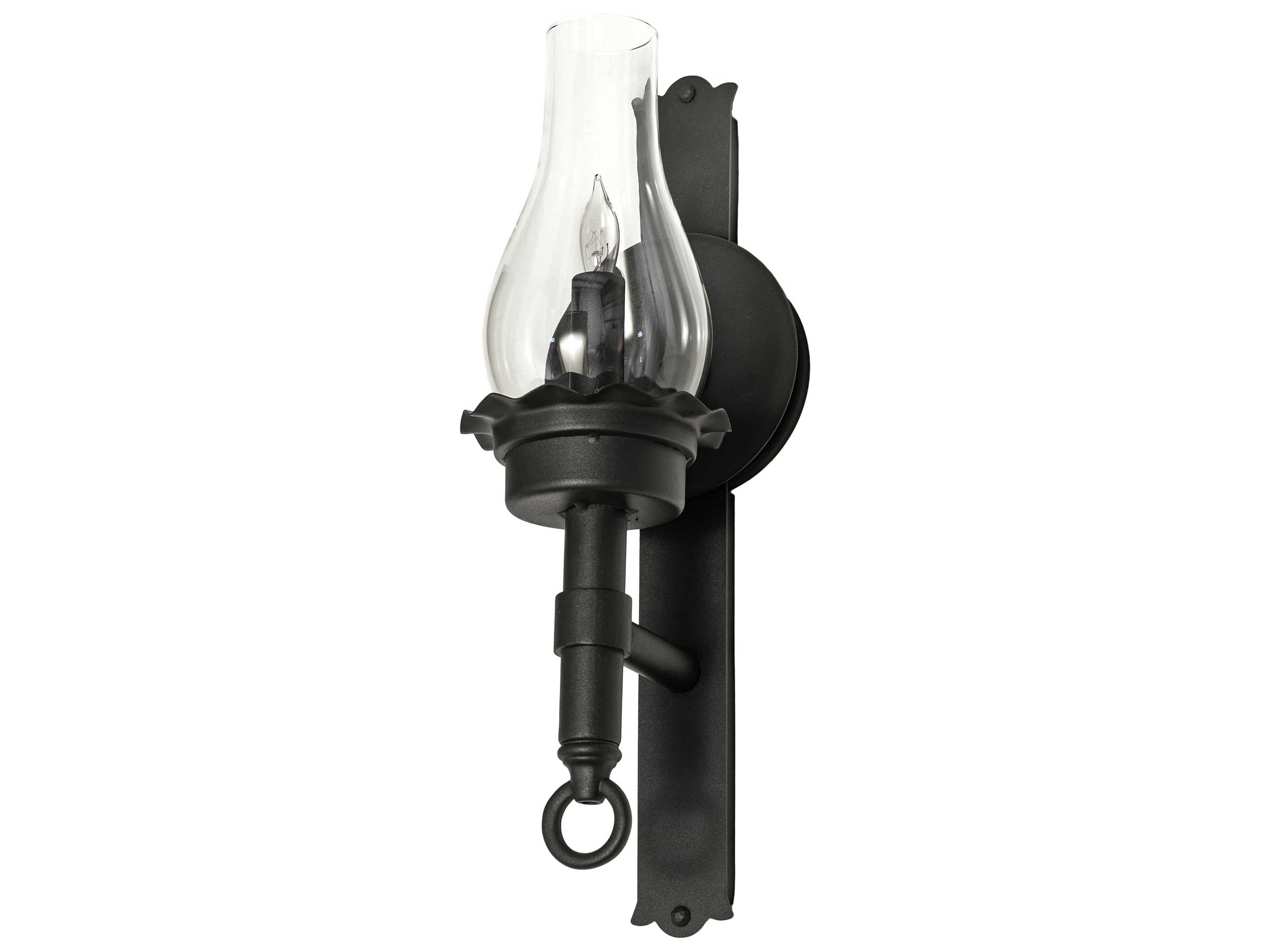 Meyda Durango 1-Light Wrought Iron Gray Glass Wall Sconce