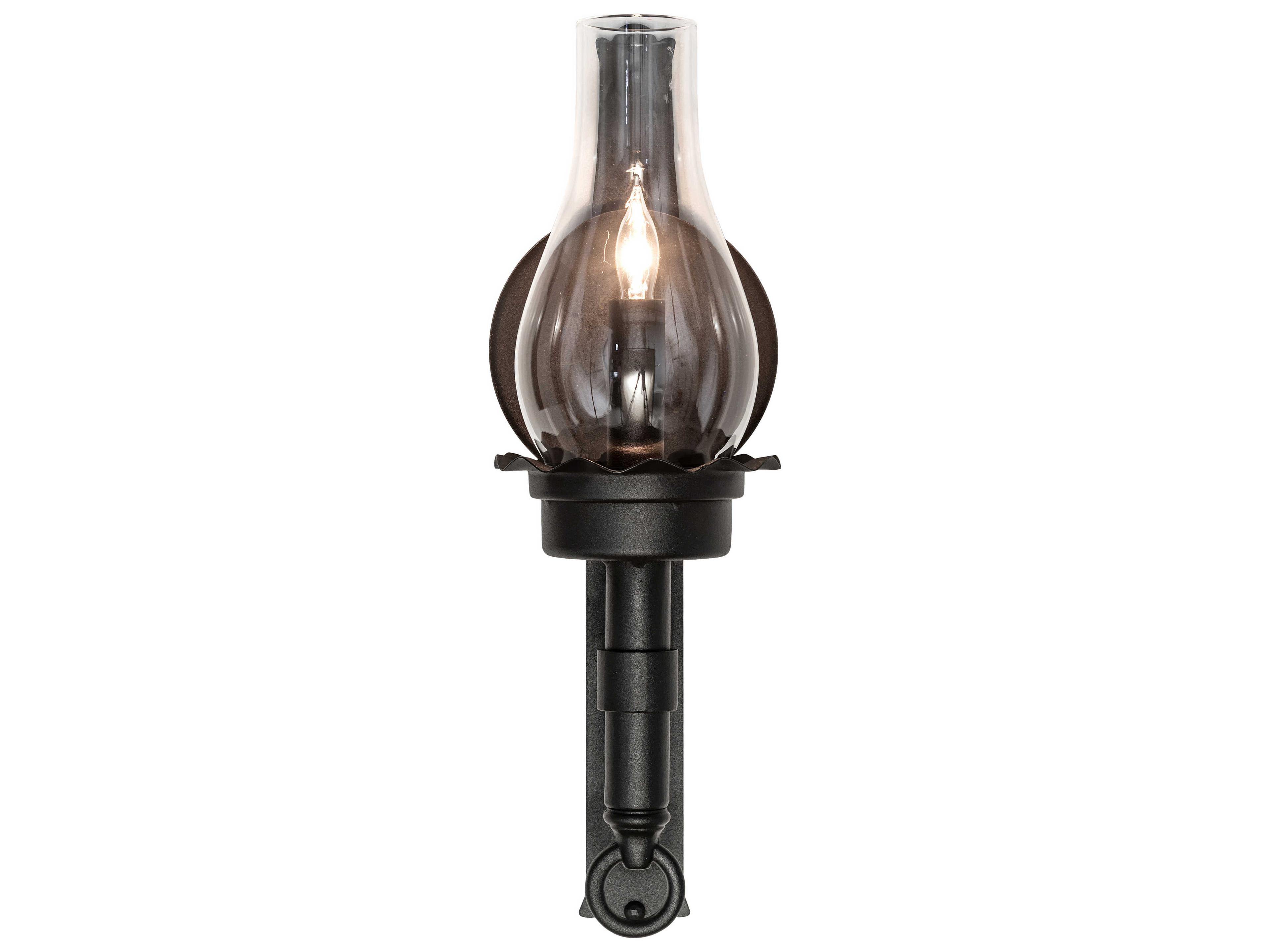 Meyda Durango 1-Light Wrought Iron Gray Glass Wall Sconce