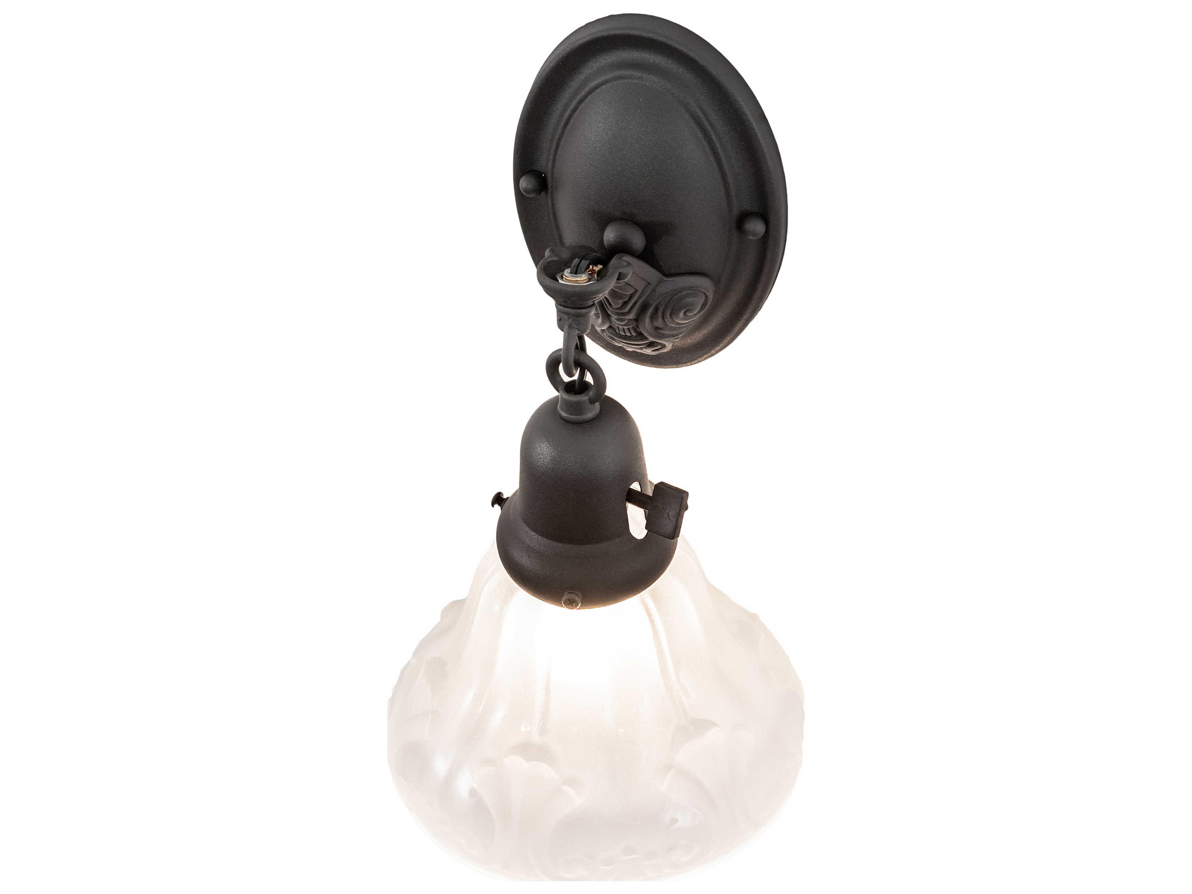 Meyda Revival 1-Light Wrought Iron Gray Glass Wall Sconce