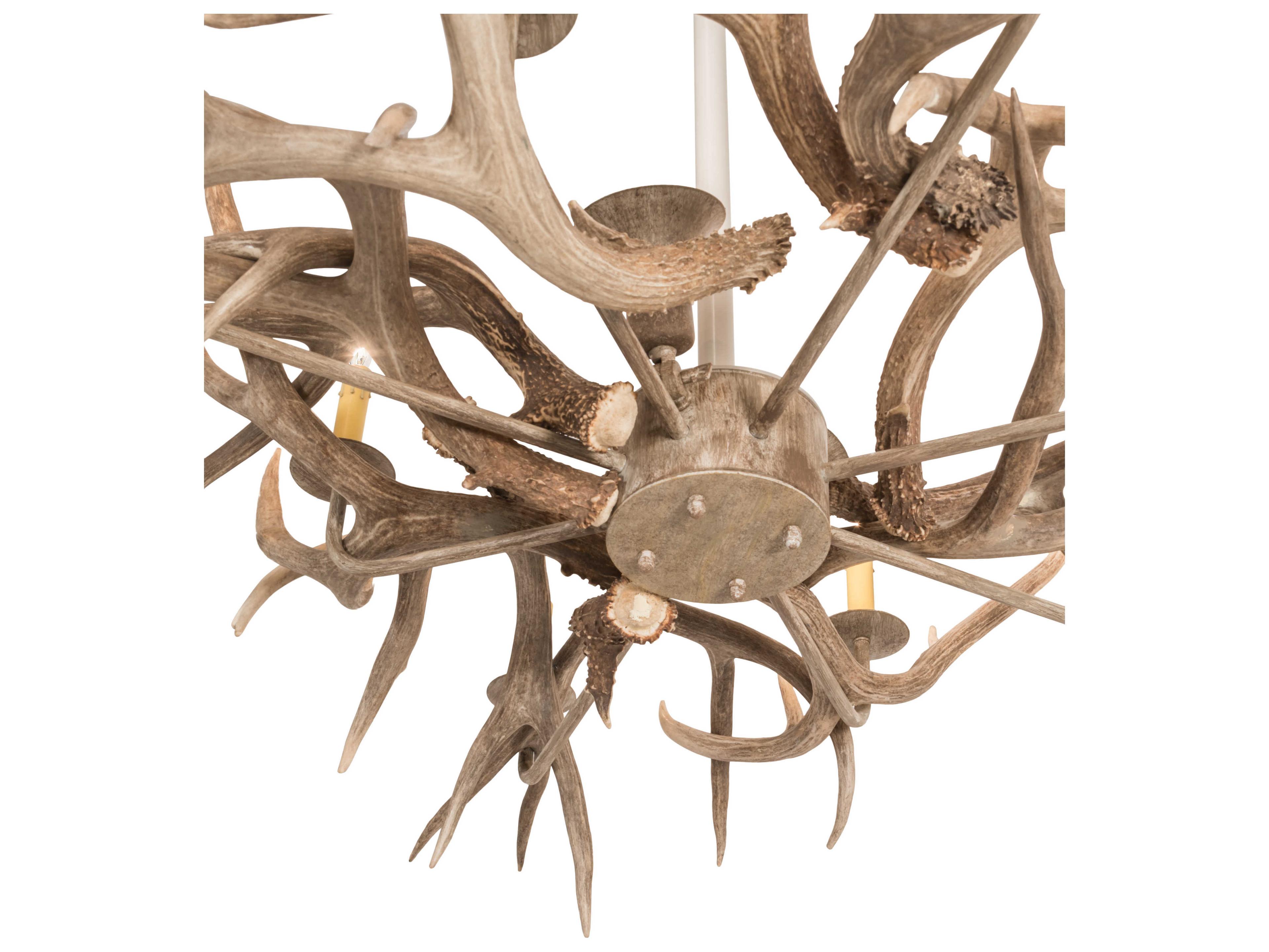Meyda Antlers 4 16-Light Beige Ivory Off White Island Pendant