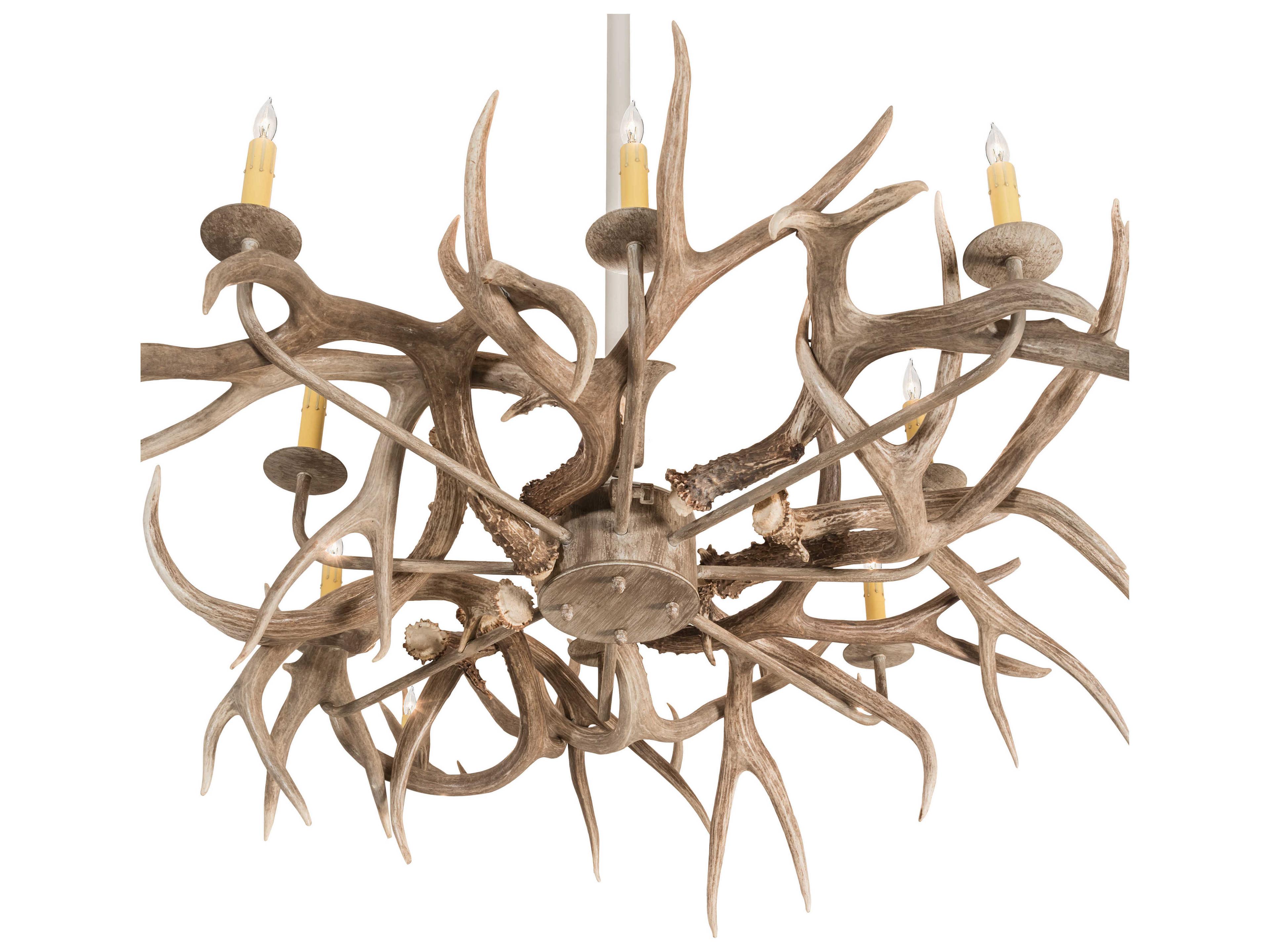 Meyda Antlers 4 16-Light Beige Ivory Off White Island Pendant