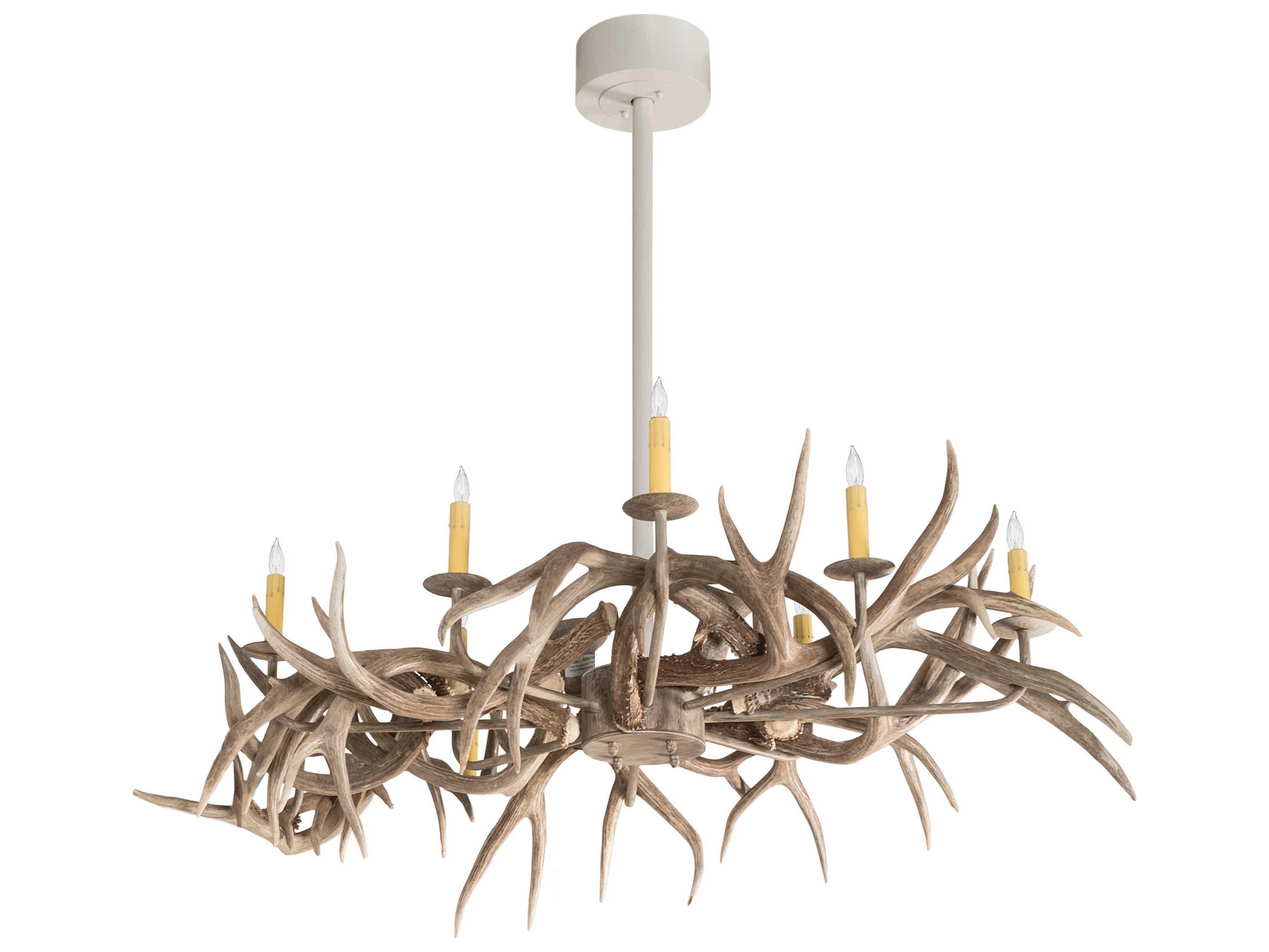 Meyda Antlers 4 16-Light Beige Ivory Off White Island Pendant
