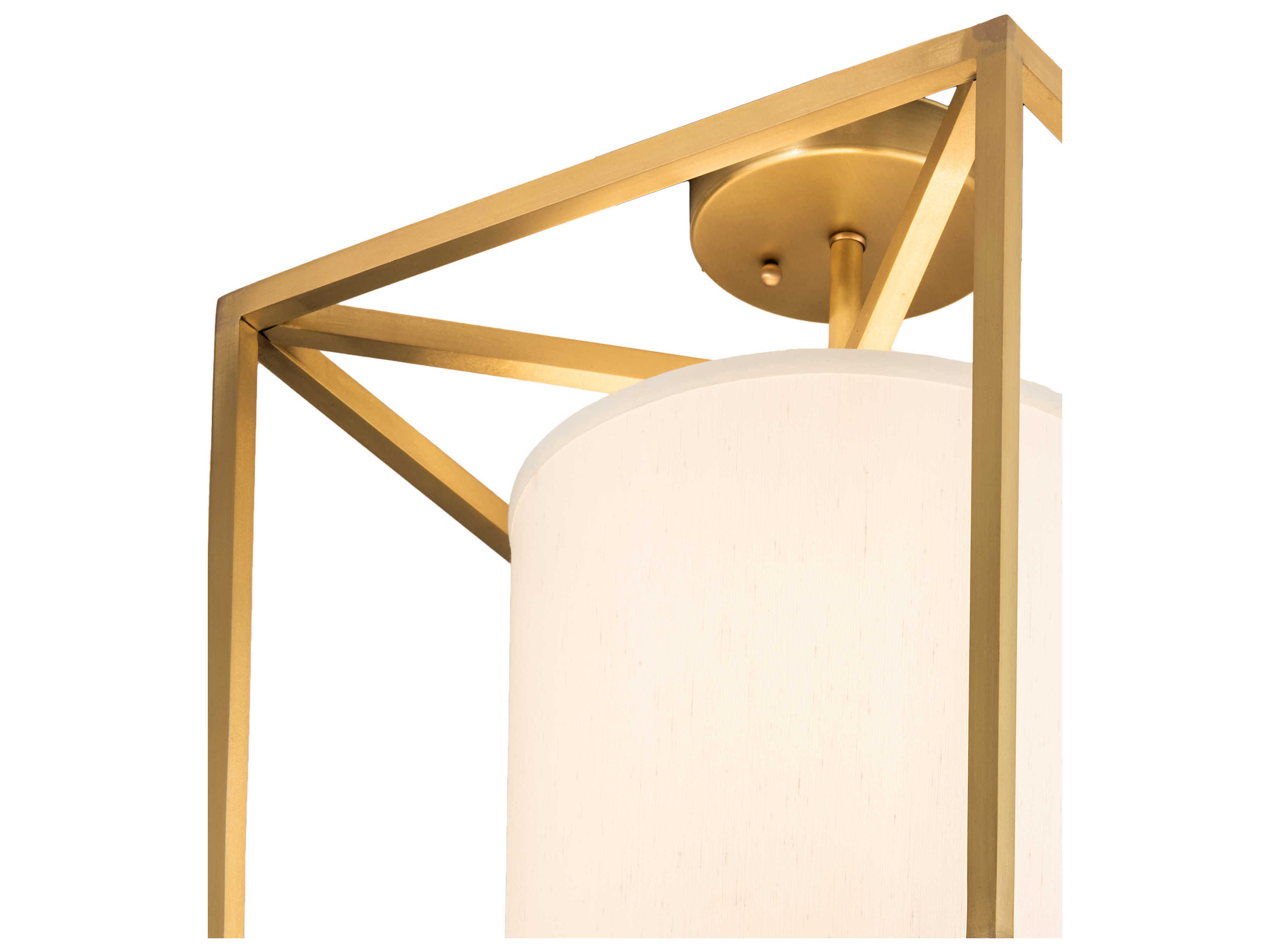 Meyda Kitzi 1-Light Brass Tint White Cylinder Semi Flush Mount