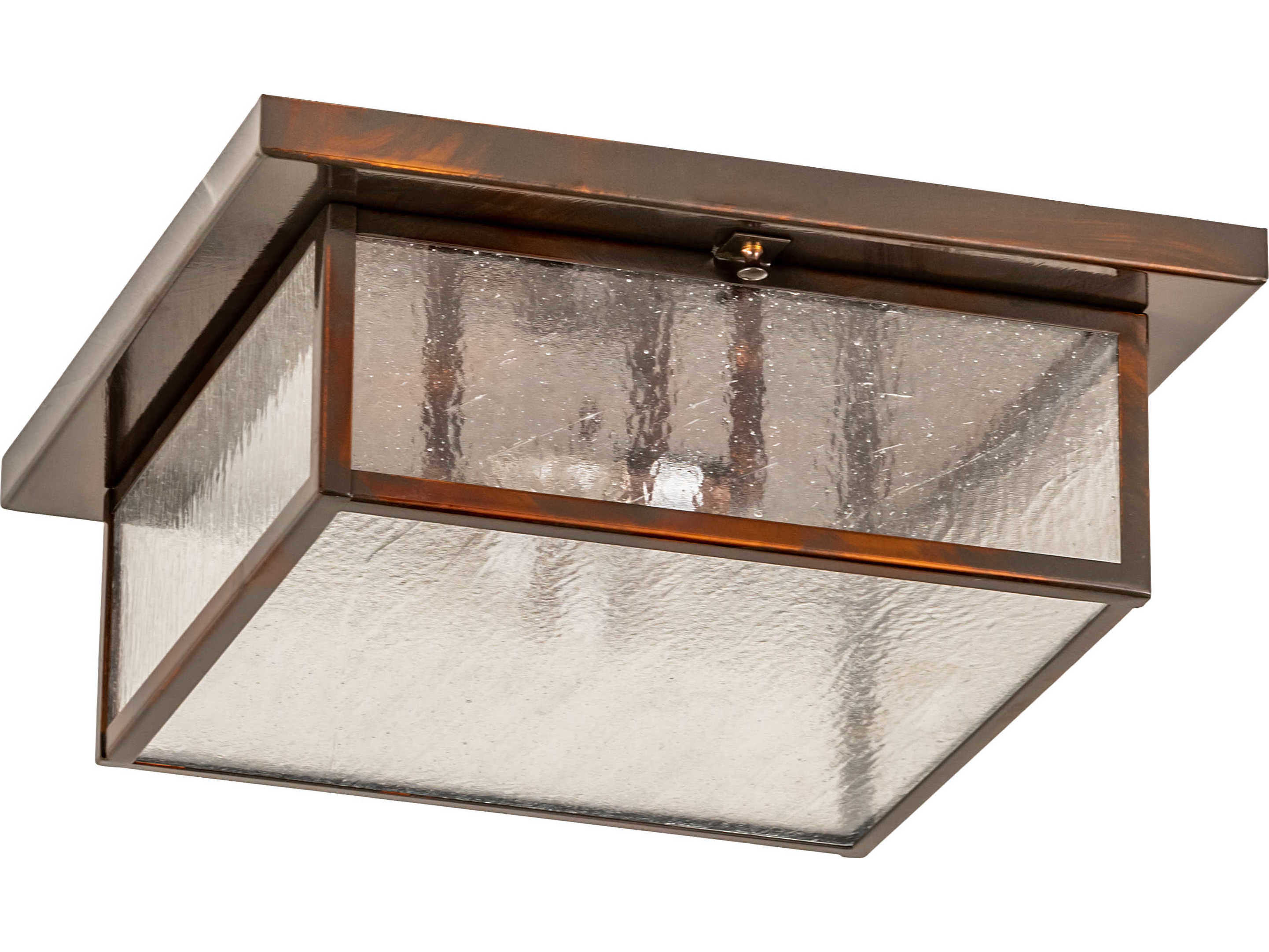 Meyda Mission 3-Light Old Copper Custom Glass Geometric Flush Mount