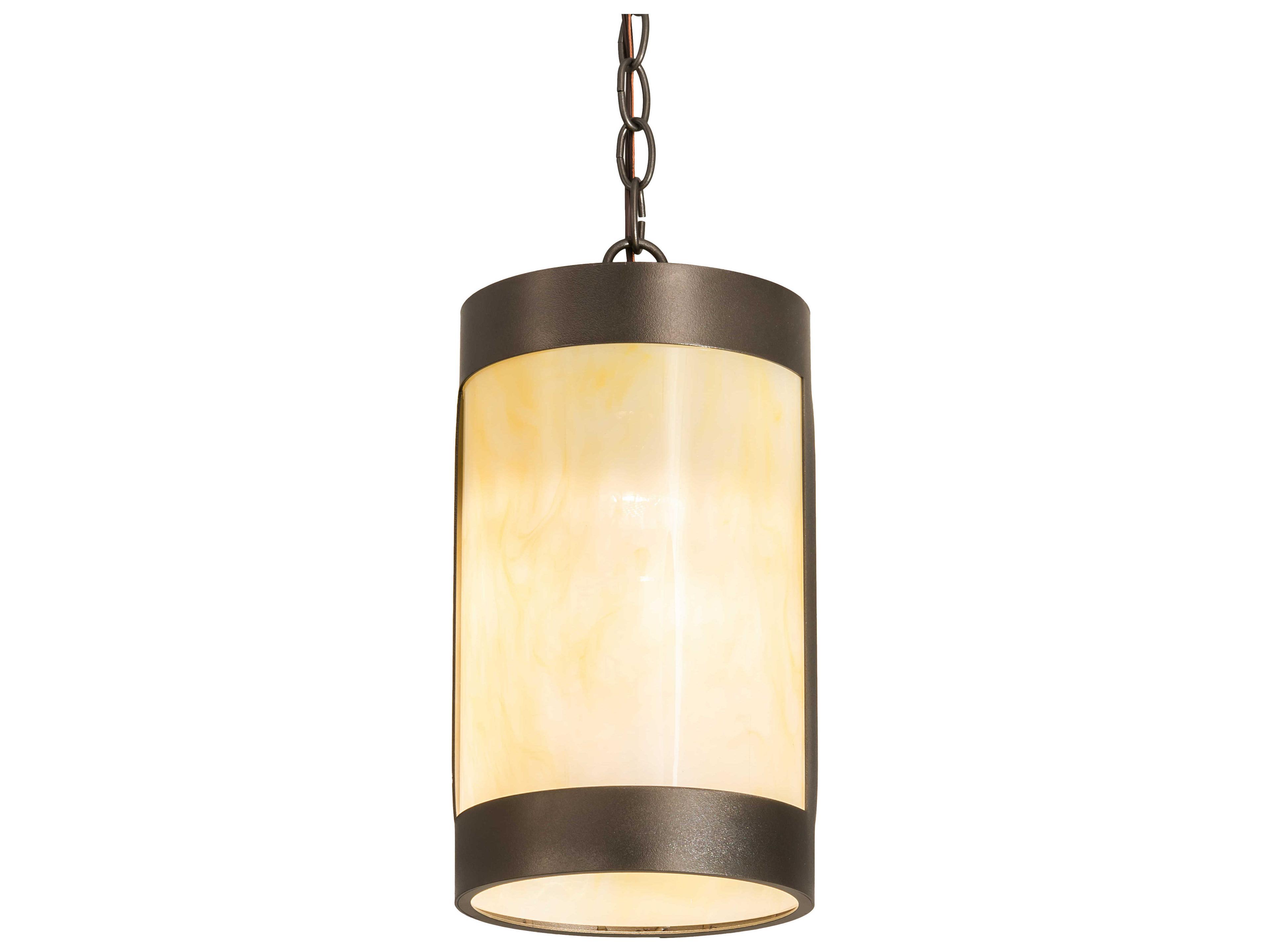 Meyda Cartier 1-Light Oil Rubbed Bronze Off White Cylinder Mini Pendant