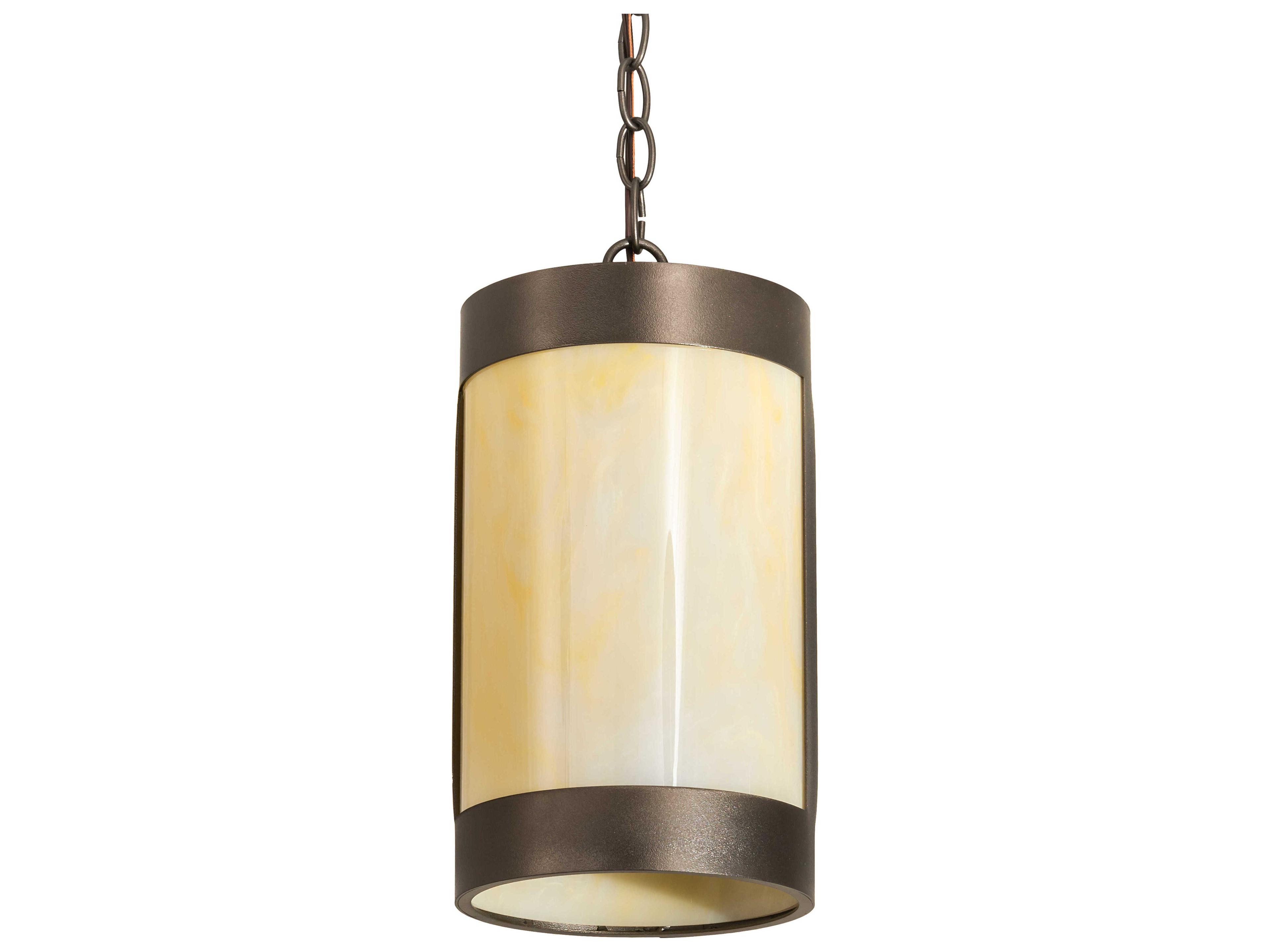 Meyda Cartier 1-Light Oil Rubbed Bronze Off White Cylinder Mini Pendant