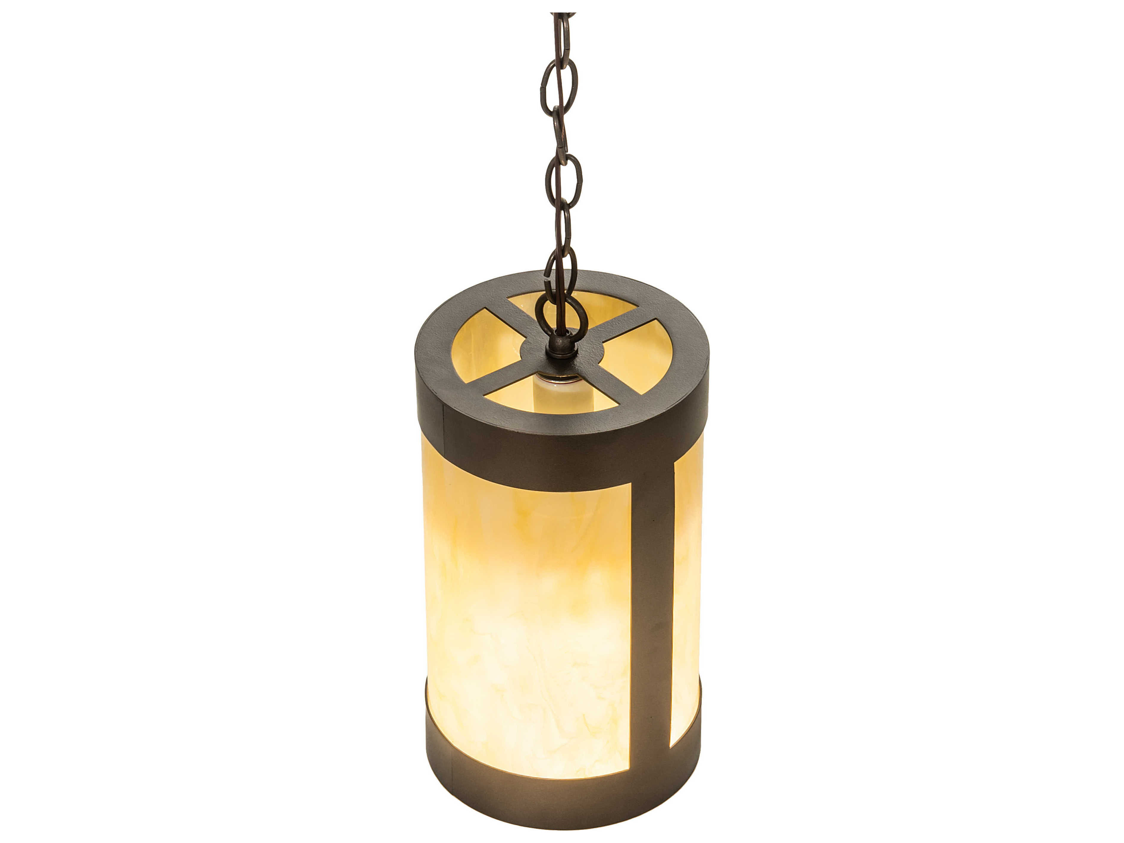 Meyda Cartier 1-Light Oil Rubbed Bronze Off White Cylinder Mini Pendant