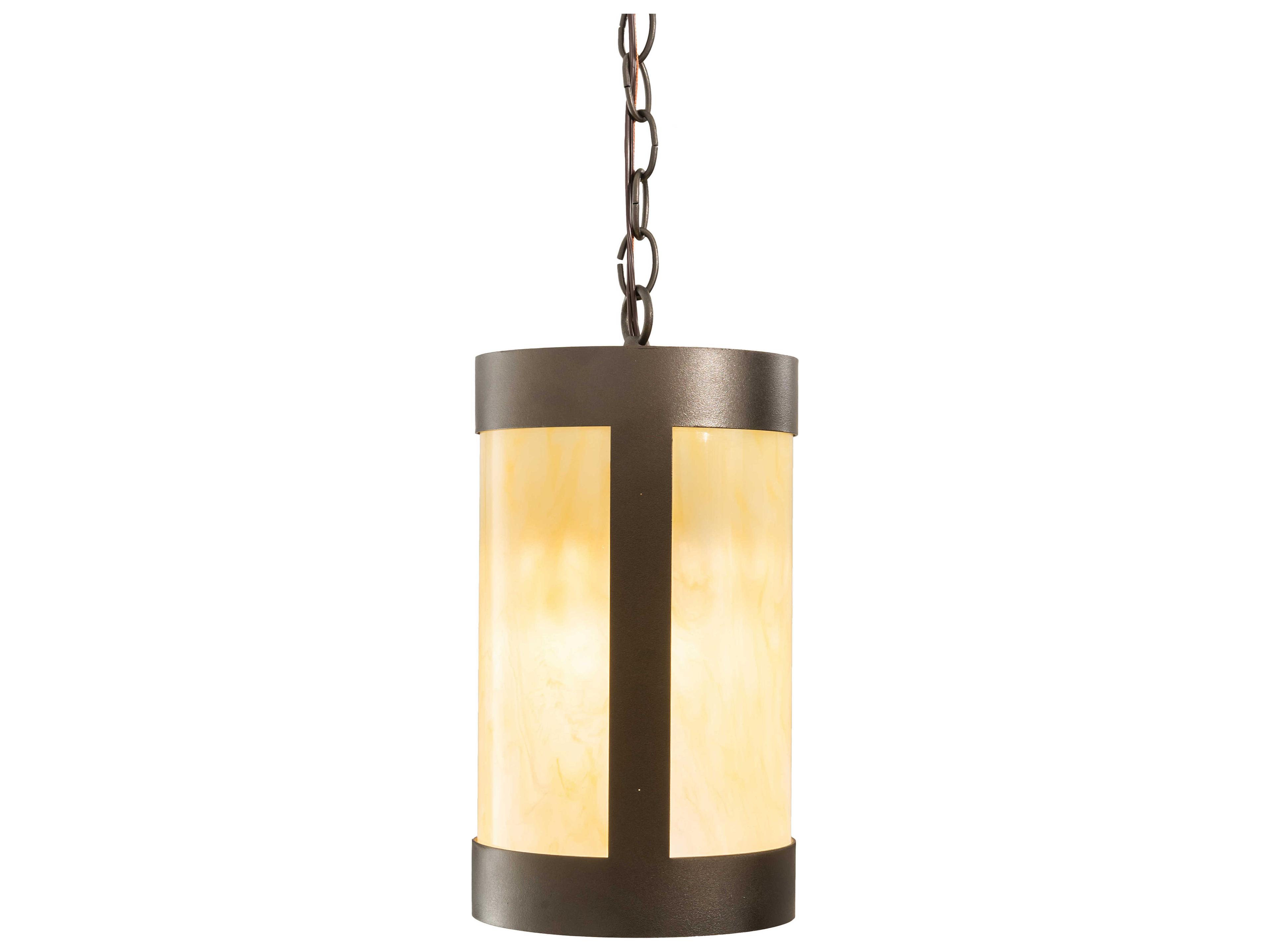Meyda Cartier 1-Light Oil Rubbed Bronze Off White Cylinder Mini Pendant