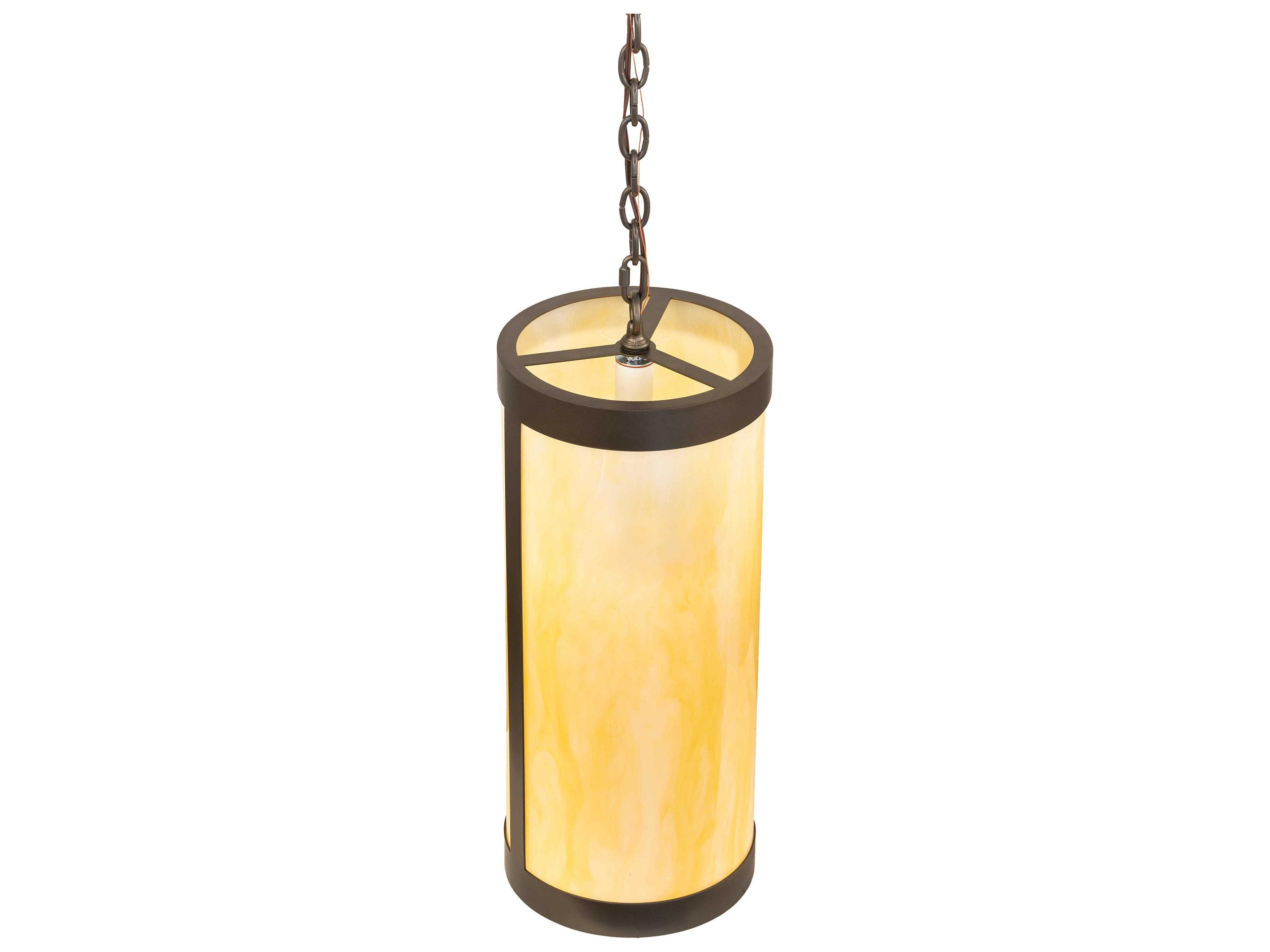 Meyda Cartier 1-Light Oil Rubbed Bronze Off White Cylinder Mini Pendant