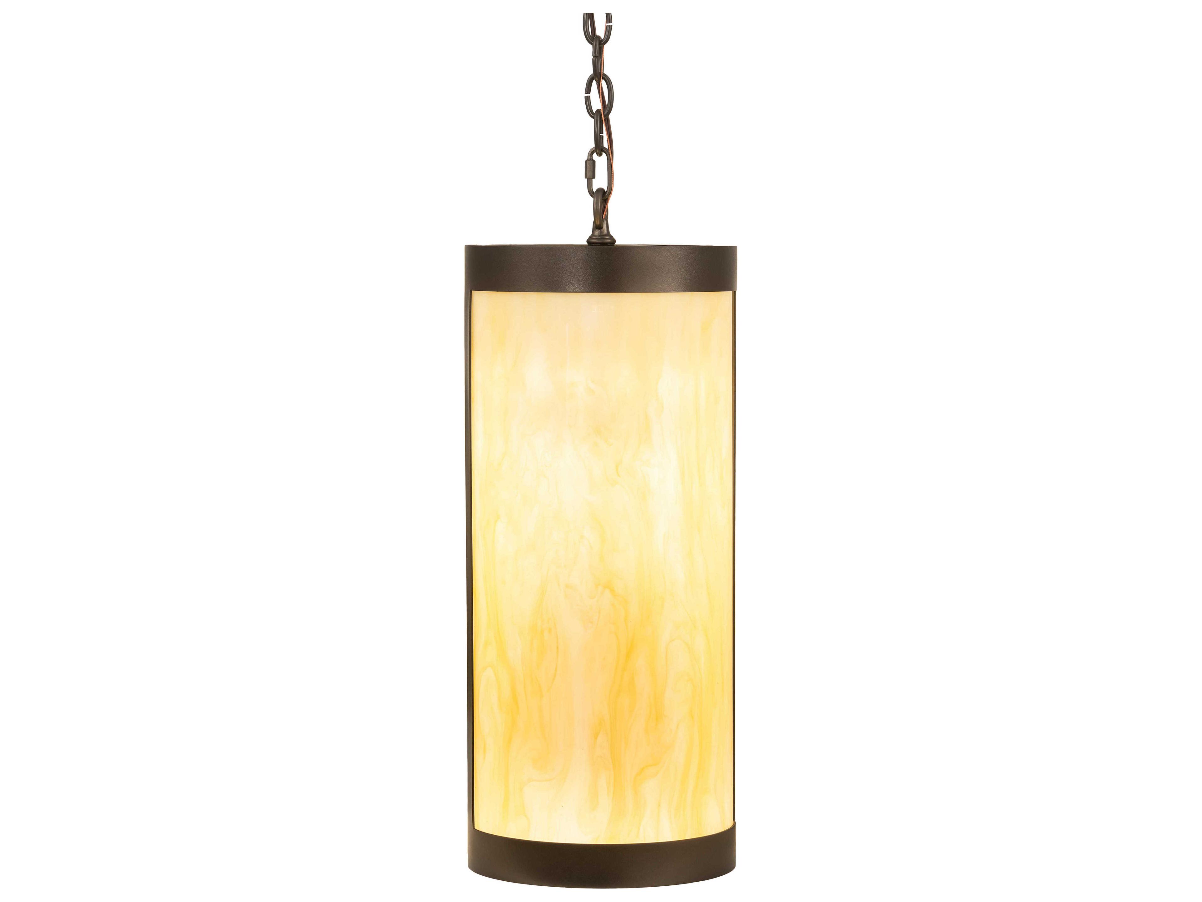 Meyda Cartier 1-Light Oil Rubbed Bronze Off White Cylinder Mini Pendant