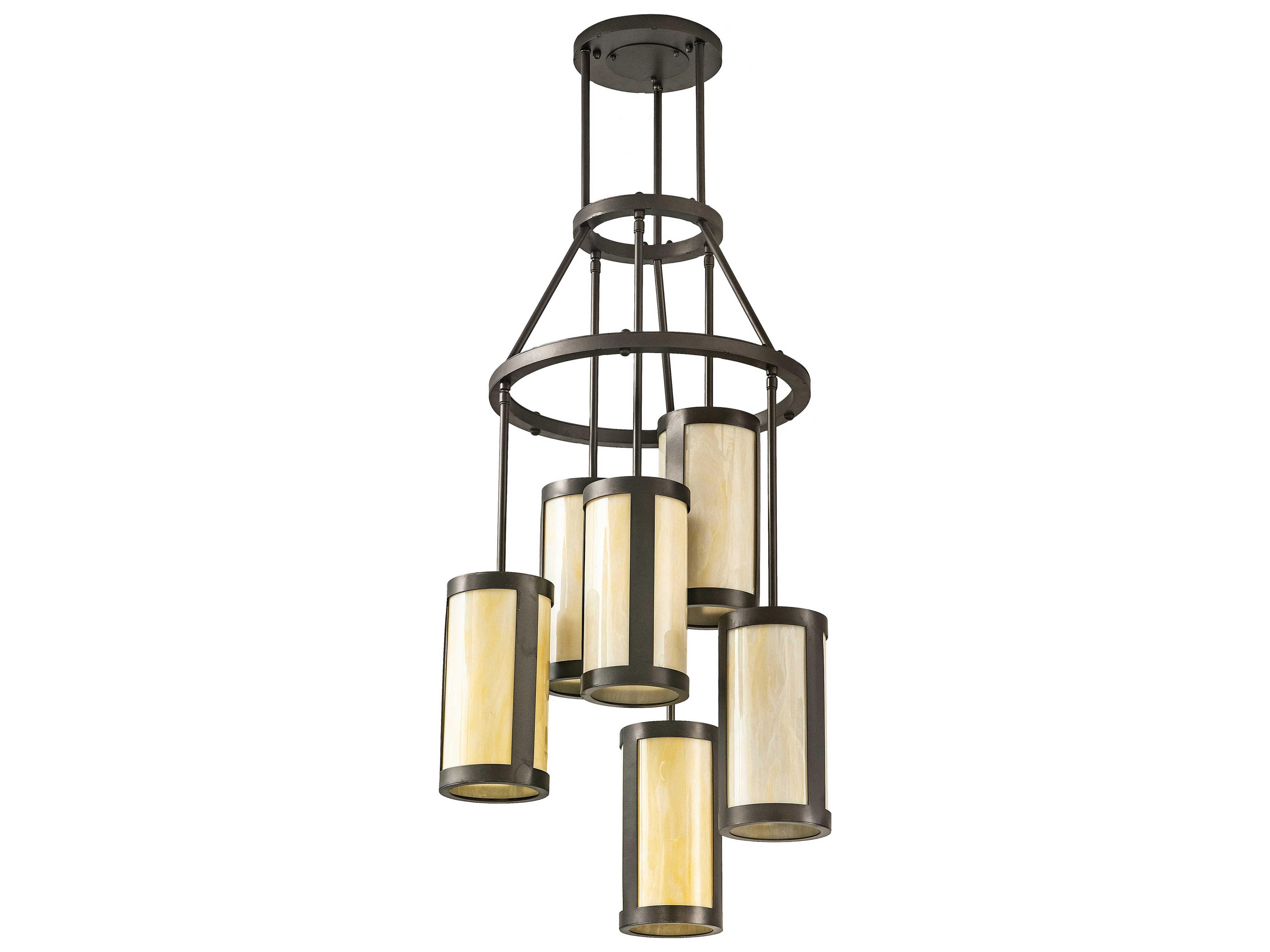 Meyda Cartier 6-Light Oil Rubbed Bronze Off White Cylinder Pendant