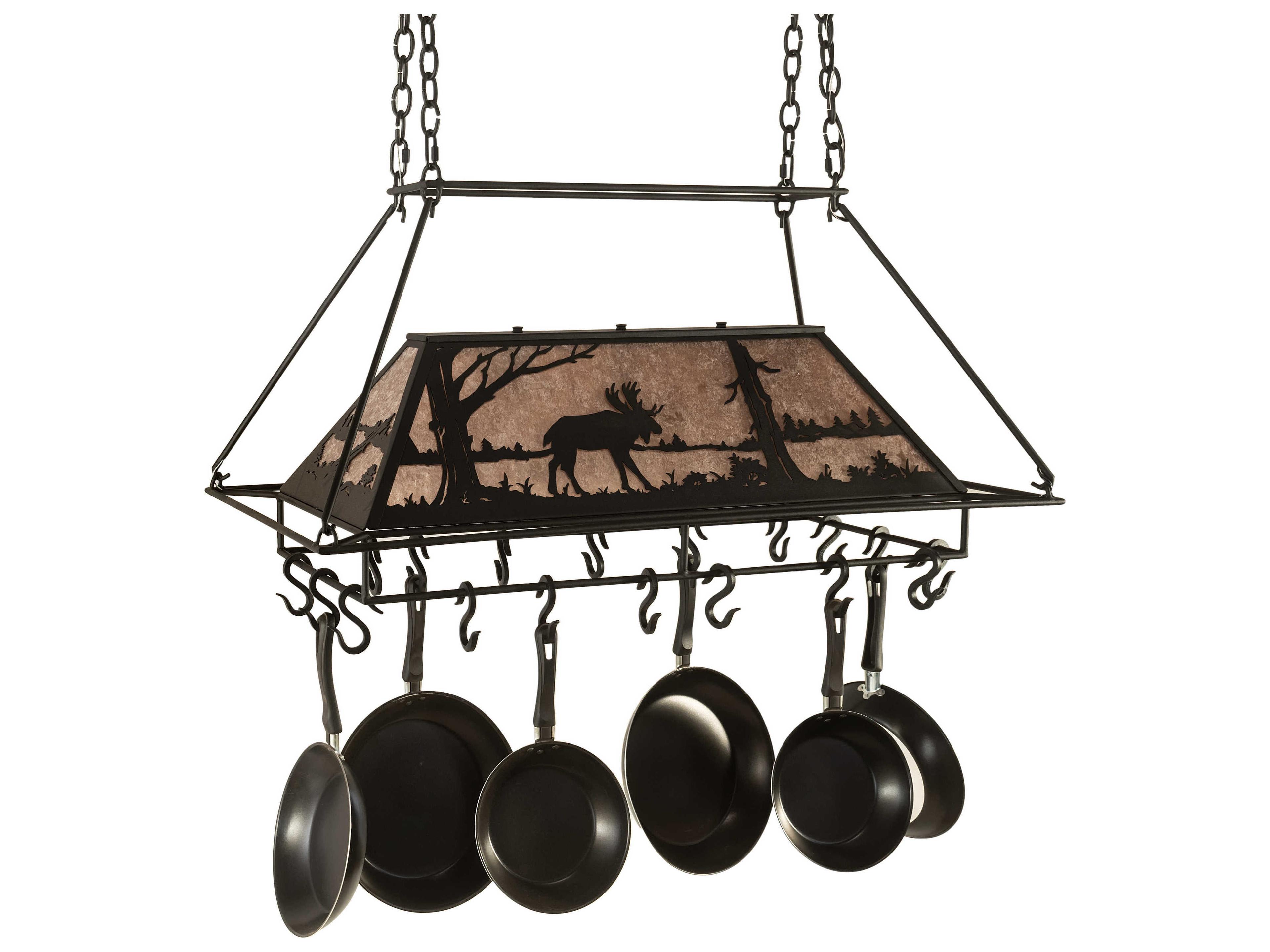 Meyda Moose At Lake 3-Light Black Silver Mica Island Pendant