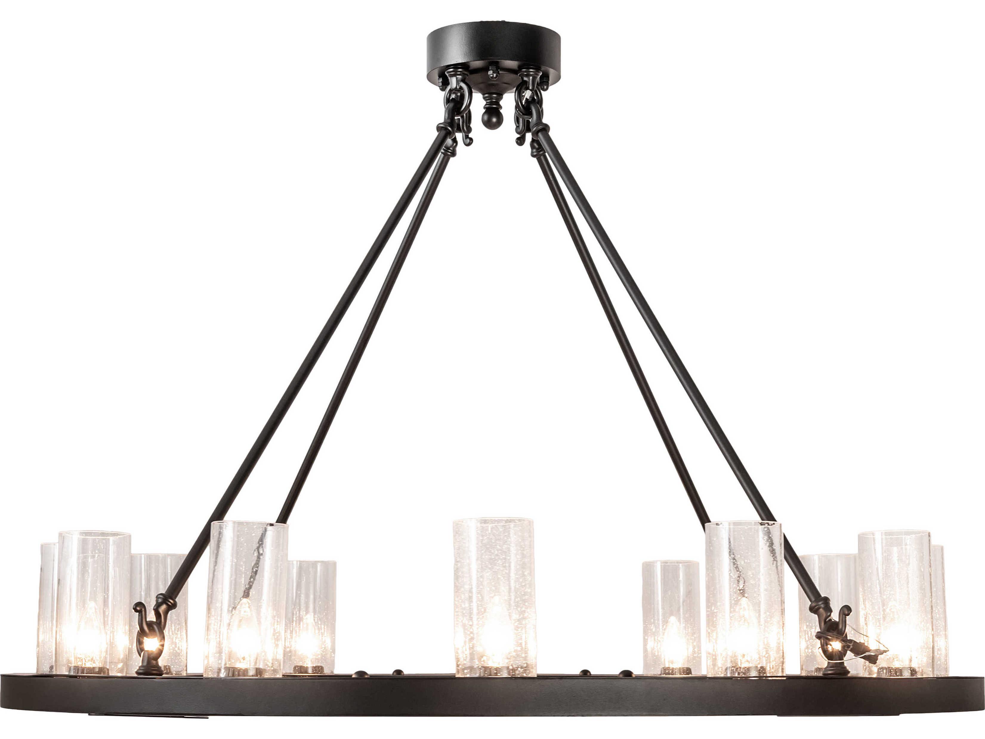 Meyda Loxley 12-Light Black Clear Seedy Glass Cylinder Round Chandelier