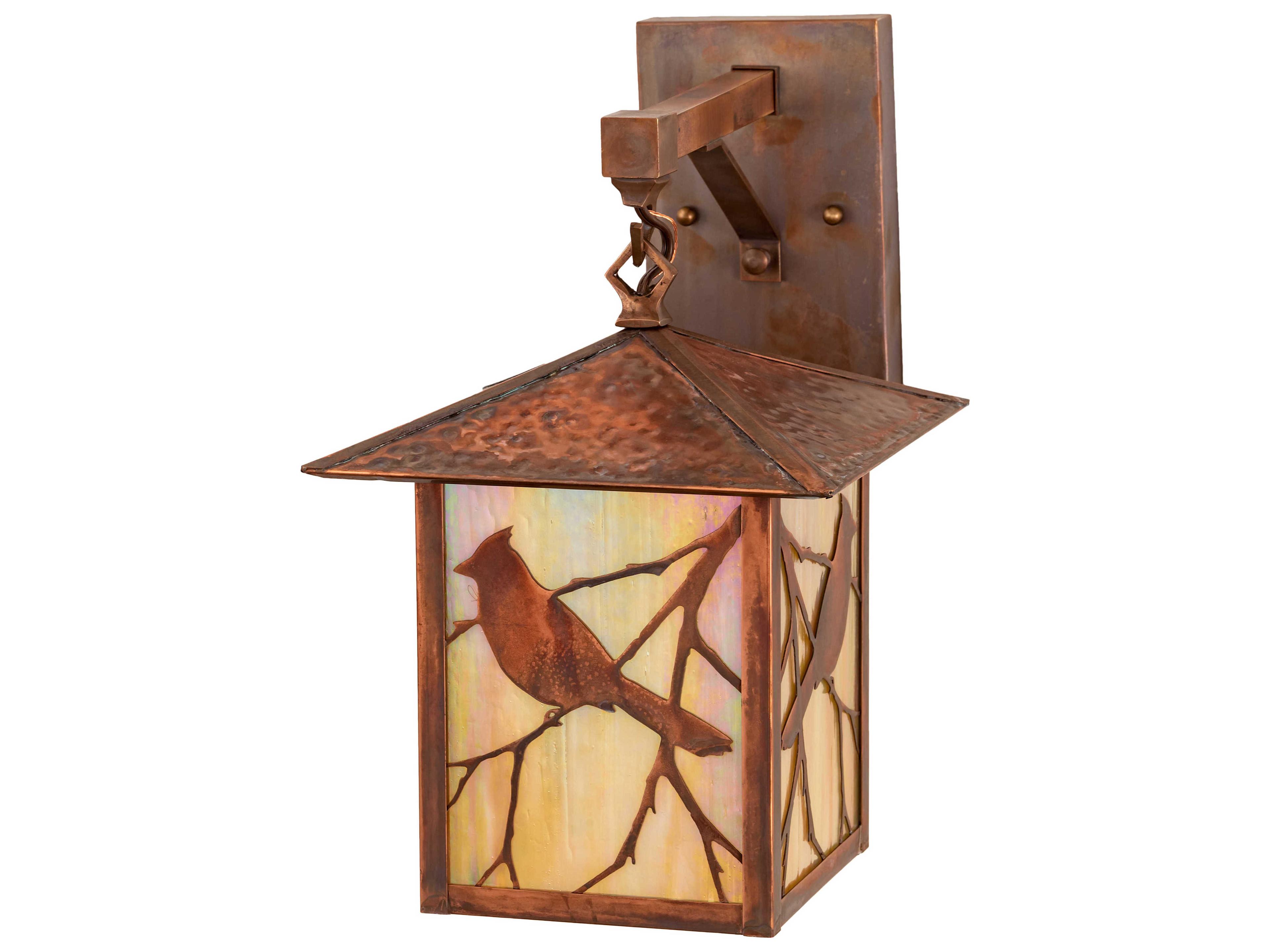 Meyda Seneca Song Bird 1-Light Vintage Copper Off White Glass Wall Sconce