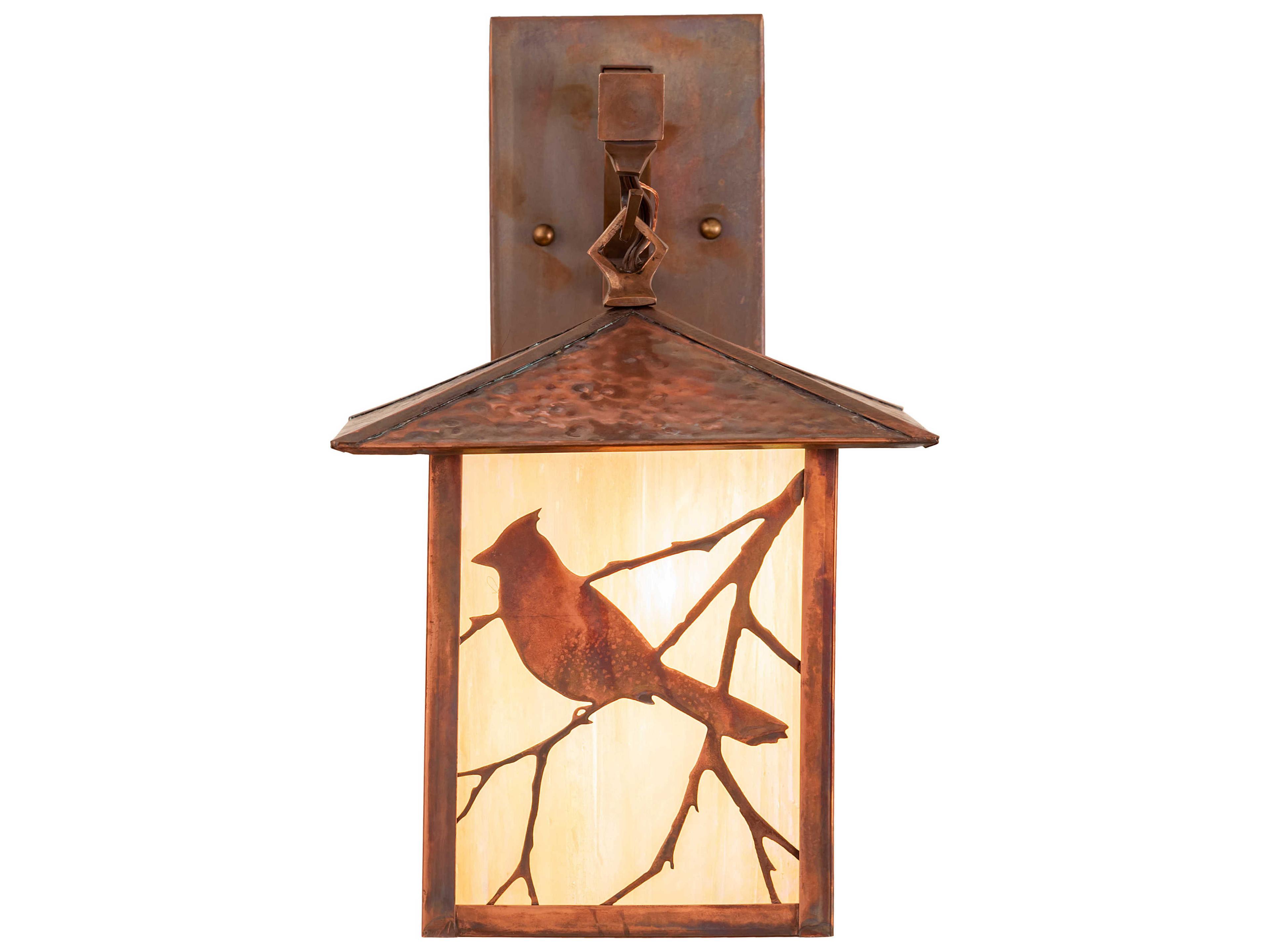 Meyda Seneca Song Bird 1-Light Vintage Copper Off White Glass Wall Sconce