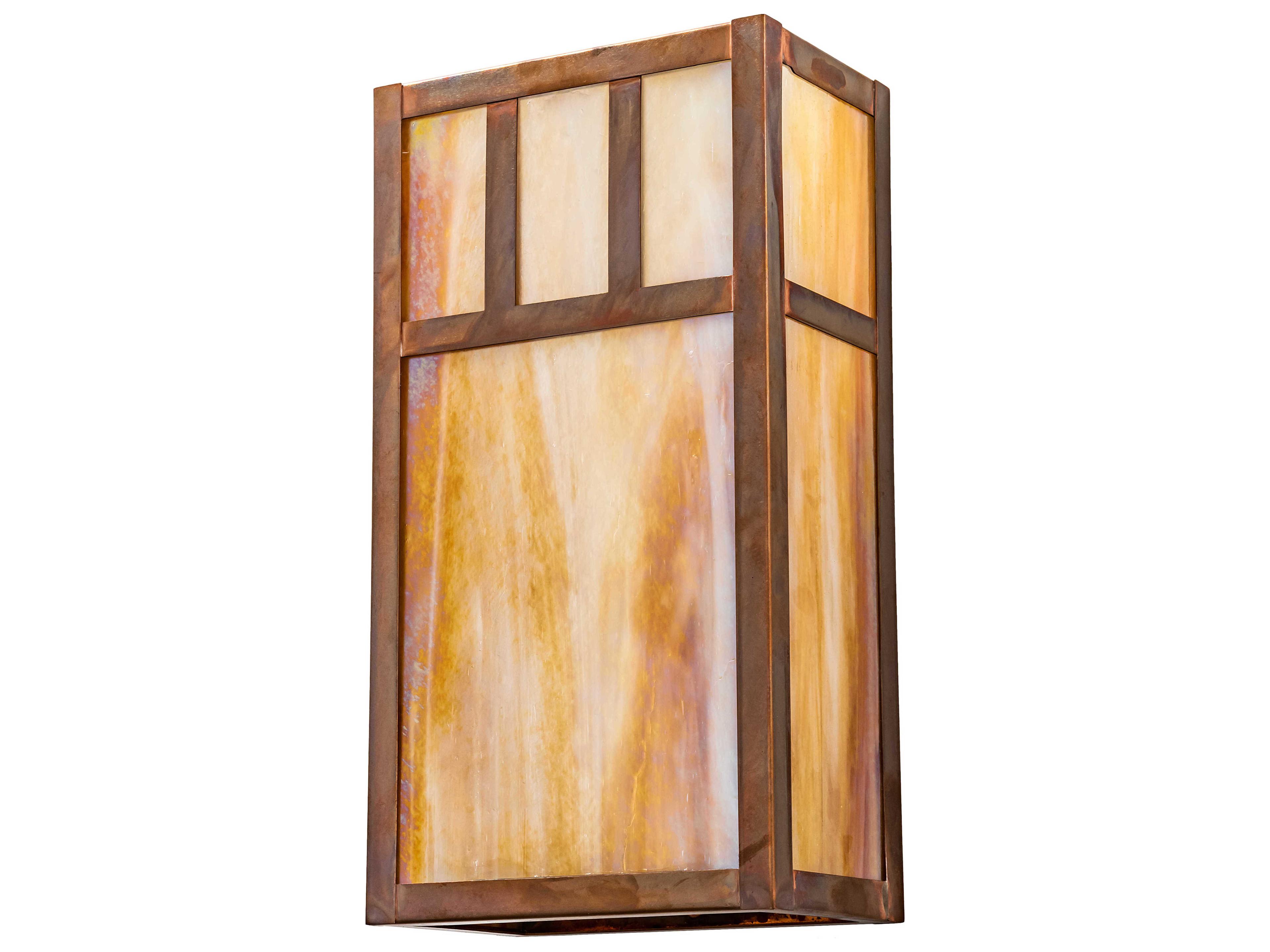 Meyda Hyde Park 2-Light Vintage Copper Off White Glass Wall Sconce