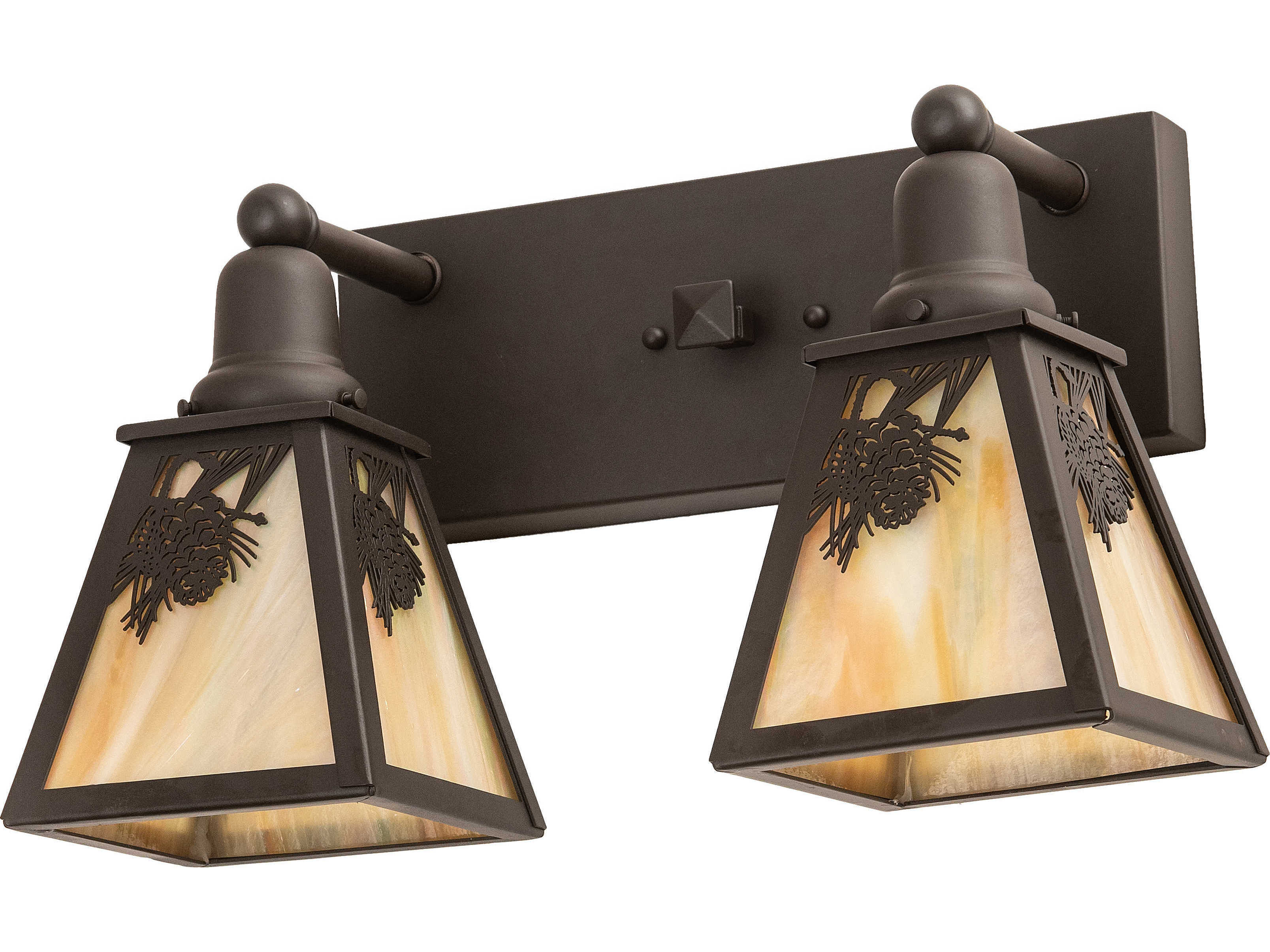 Meyda Winter Pine 2-Light Oil Rubbed Bronze Off White Glass Vanity Light