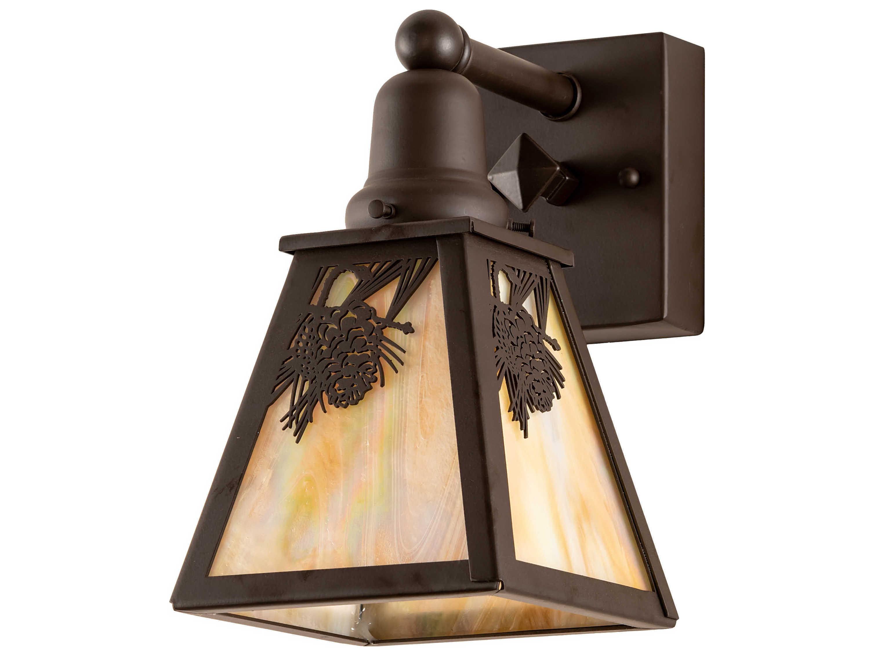 Meyda Winter Pine 1-Light Oil Rubbed Bronze Off White Glass Wall Sconce