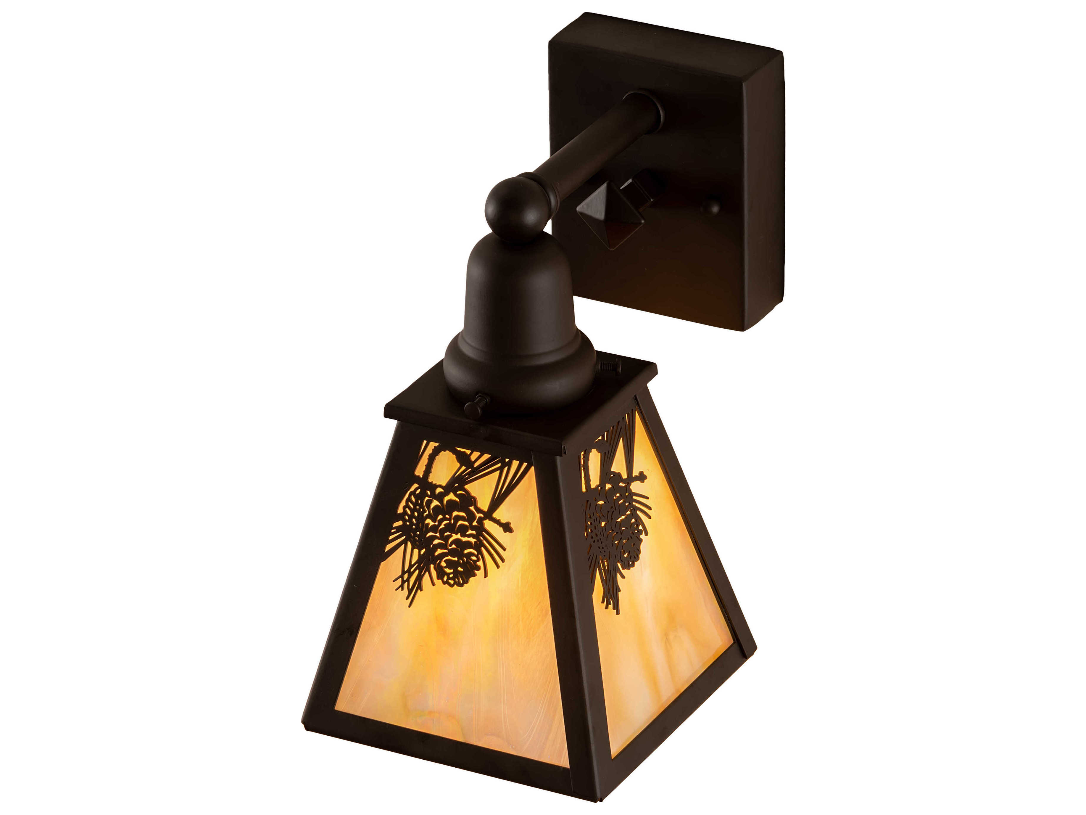 Meyda Winter Pine 1-Light Oil Rubbed Bronze Off White Glass Wall Sconce