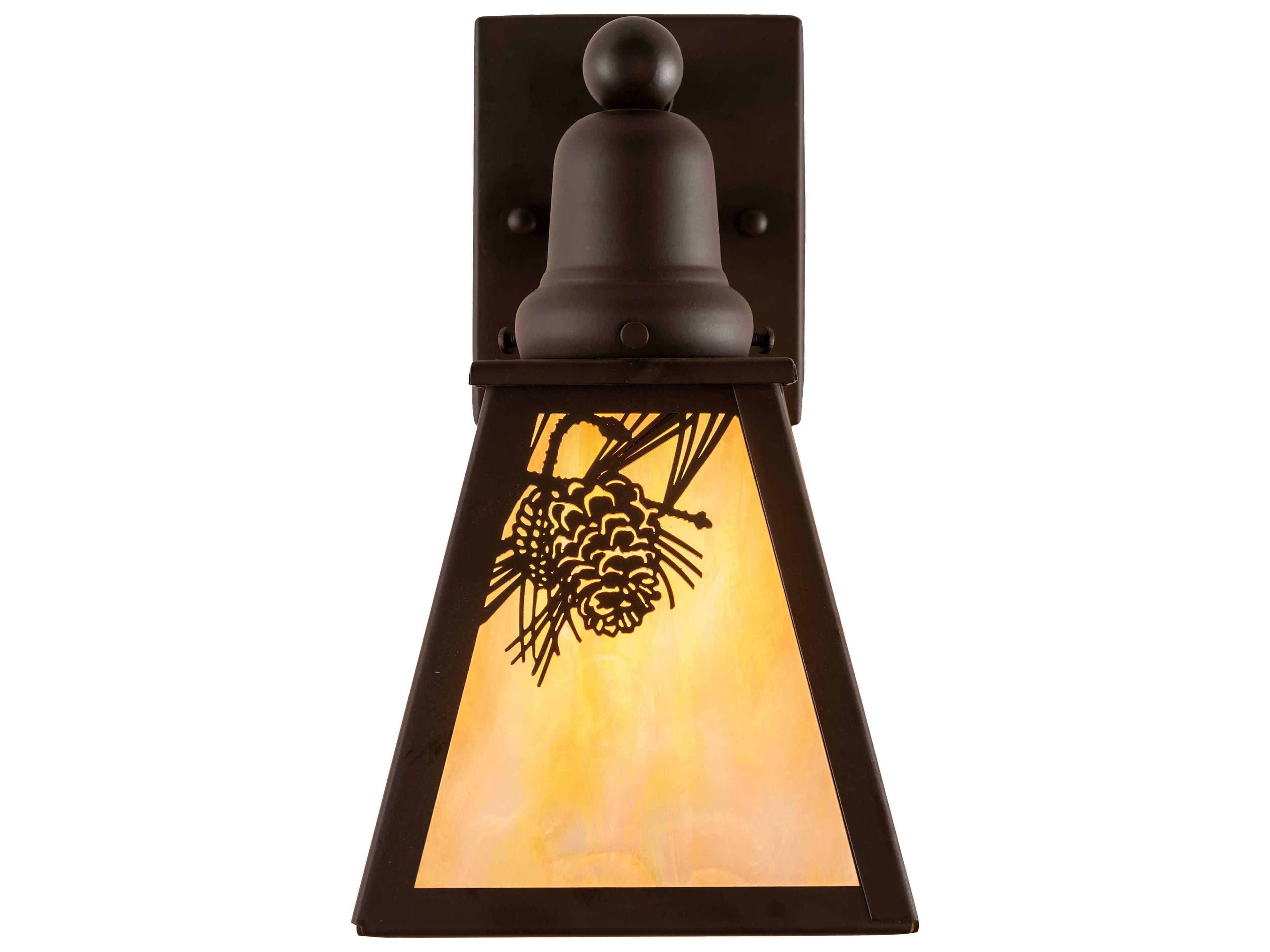 Meyda Winter Pine 1-Light Oil Rubbed Bronze Off White Glass Wall Sconce